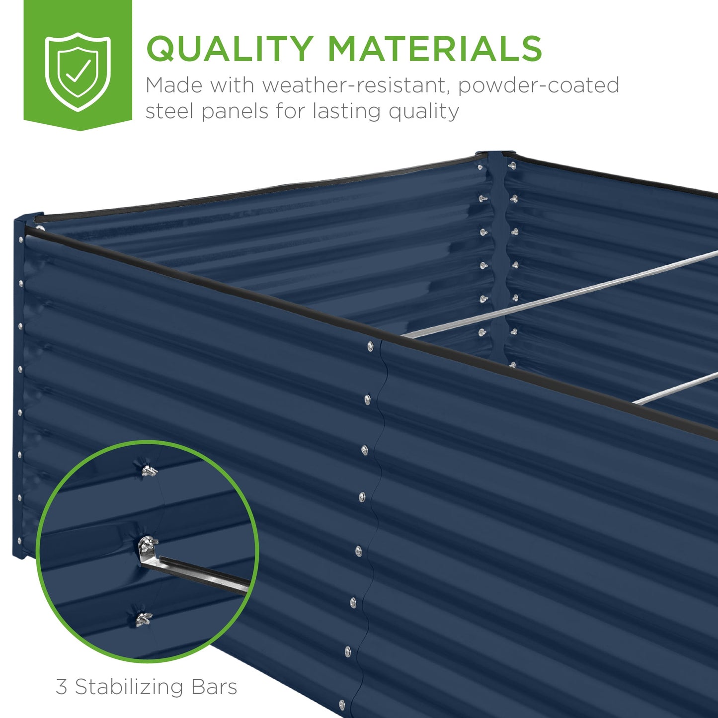 Outdoor Metal Raised Garden Bed for Vegetables, Flowers, Herbs - 8x4x2ft