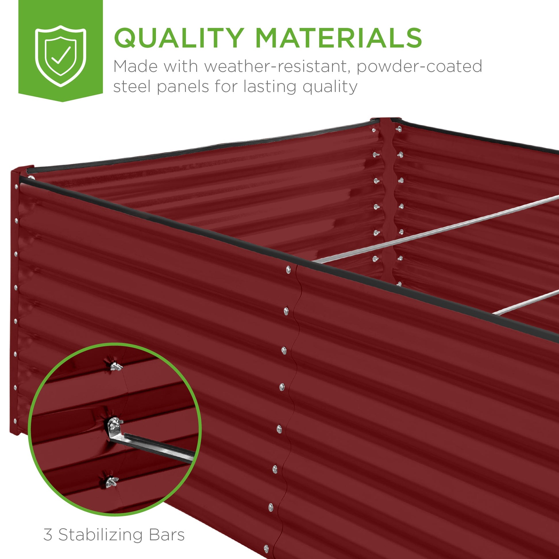 Outdoor Metal Raised Garden Bed for Vegetables, Flowers, Herbs - 8x4x2ft