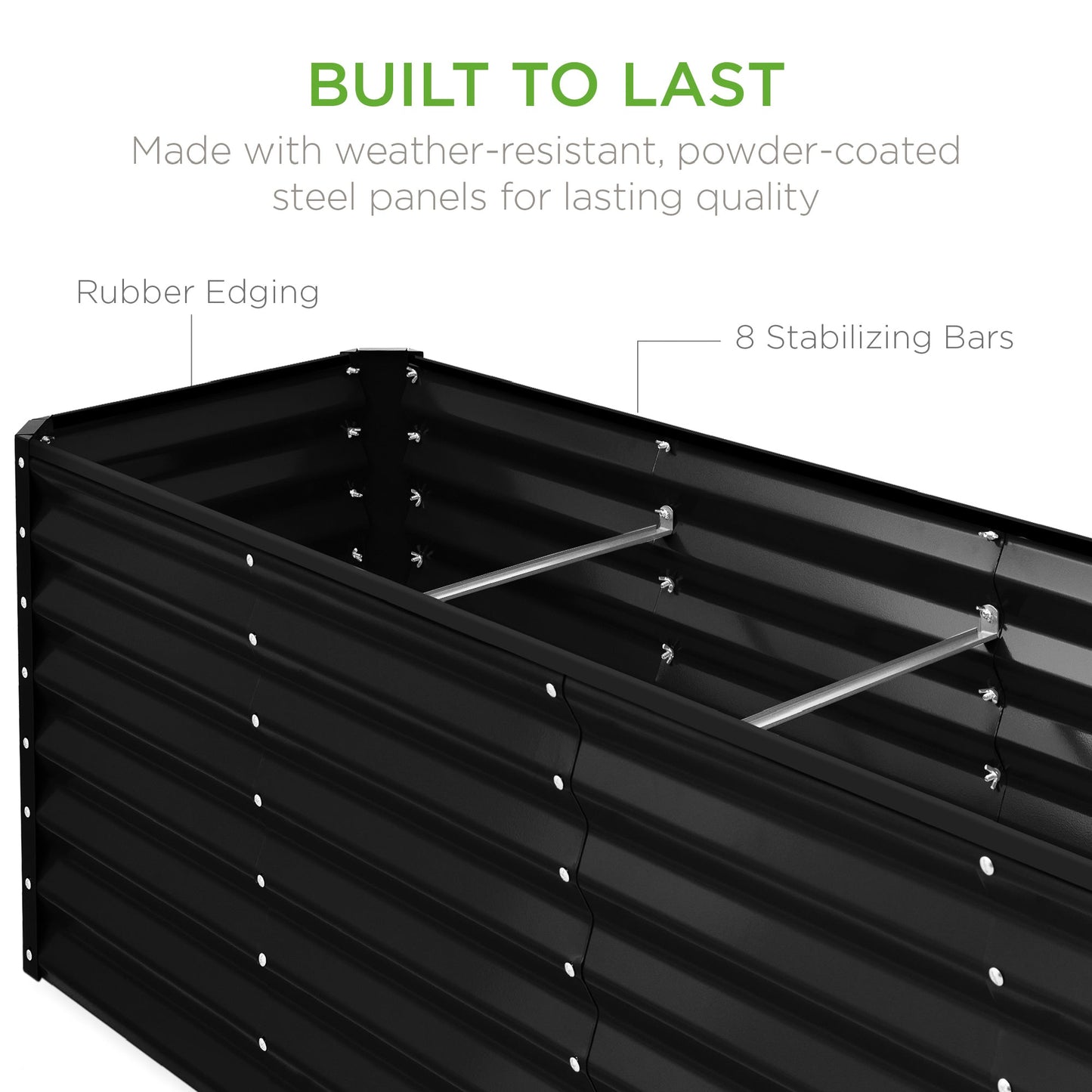 Outdoor Metal Raised Garden Bed for Vegetables, Flowers, Herbs - 8x2x2ft