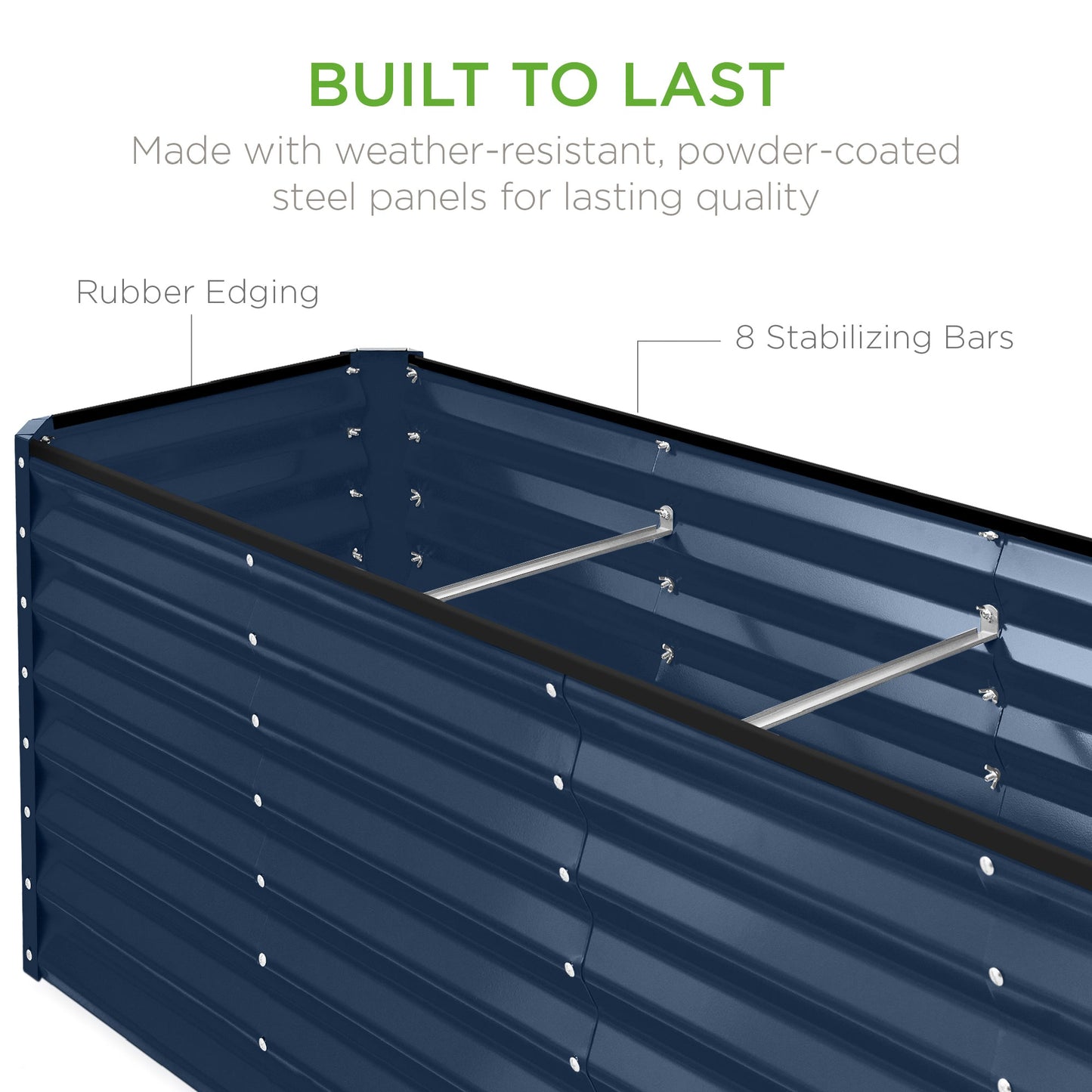 Outdoor Metal Raised Garden Bed for Vegetables, Flowers, Herbs - 8x2x2ft