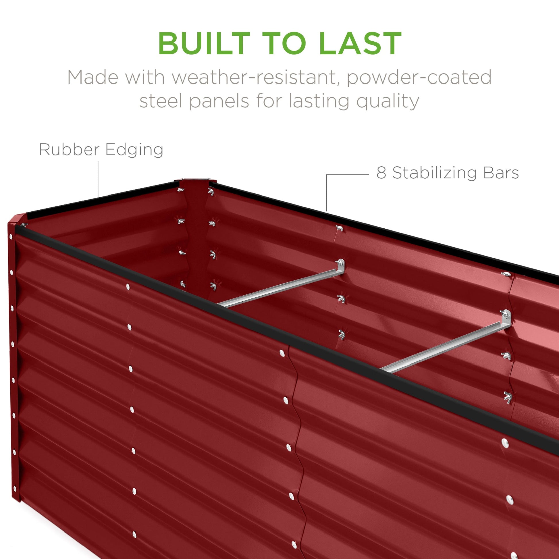 Outdoor Metal Raised Garden Bed for Vegetables, Flowers, Herbs - 8x2x2ft
