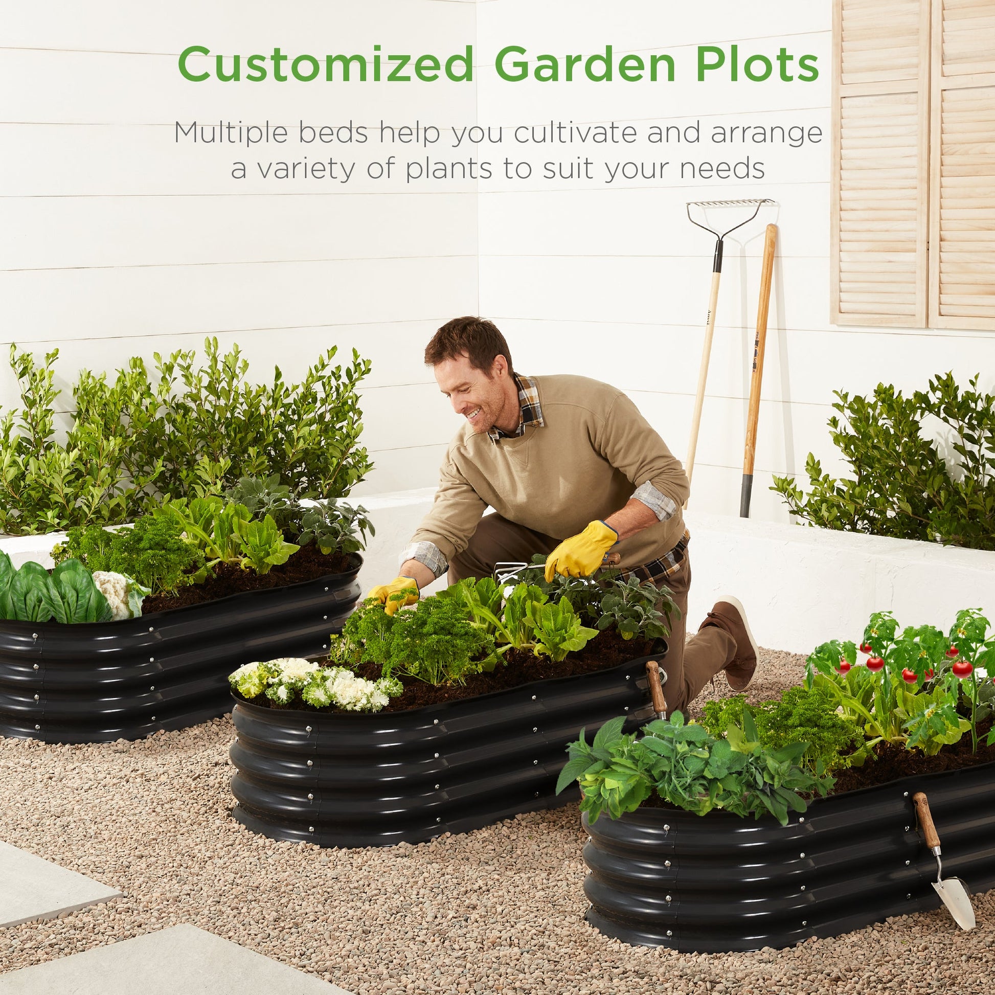 Outdoor Raised Metal Oval Garden Bed, Planter Box - 4x2x1ft