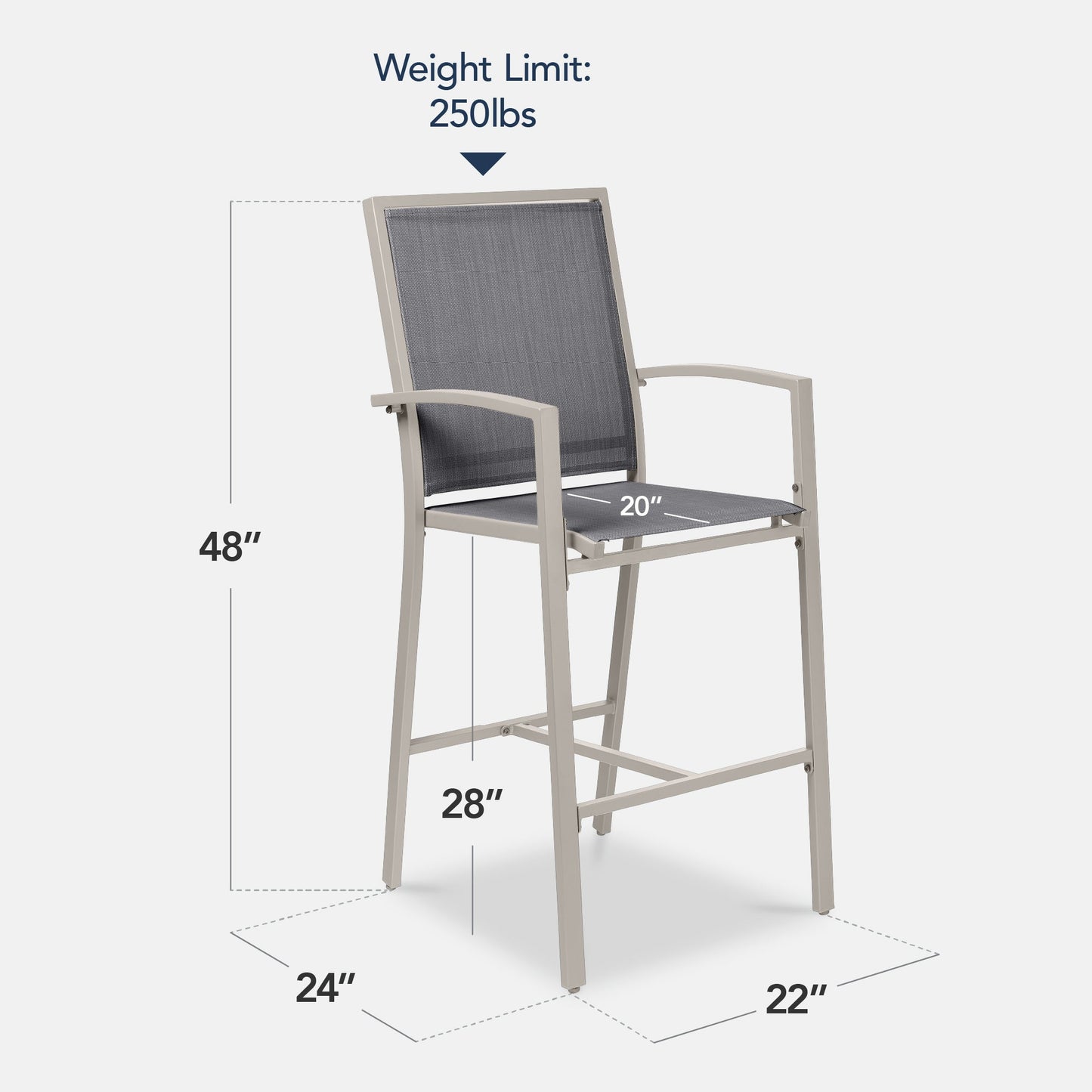 Set of 2 Outdoor Barstools, Patio Chairs w/ Footrests, All-Weather Mesh