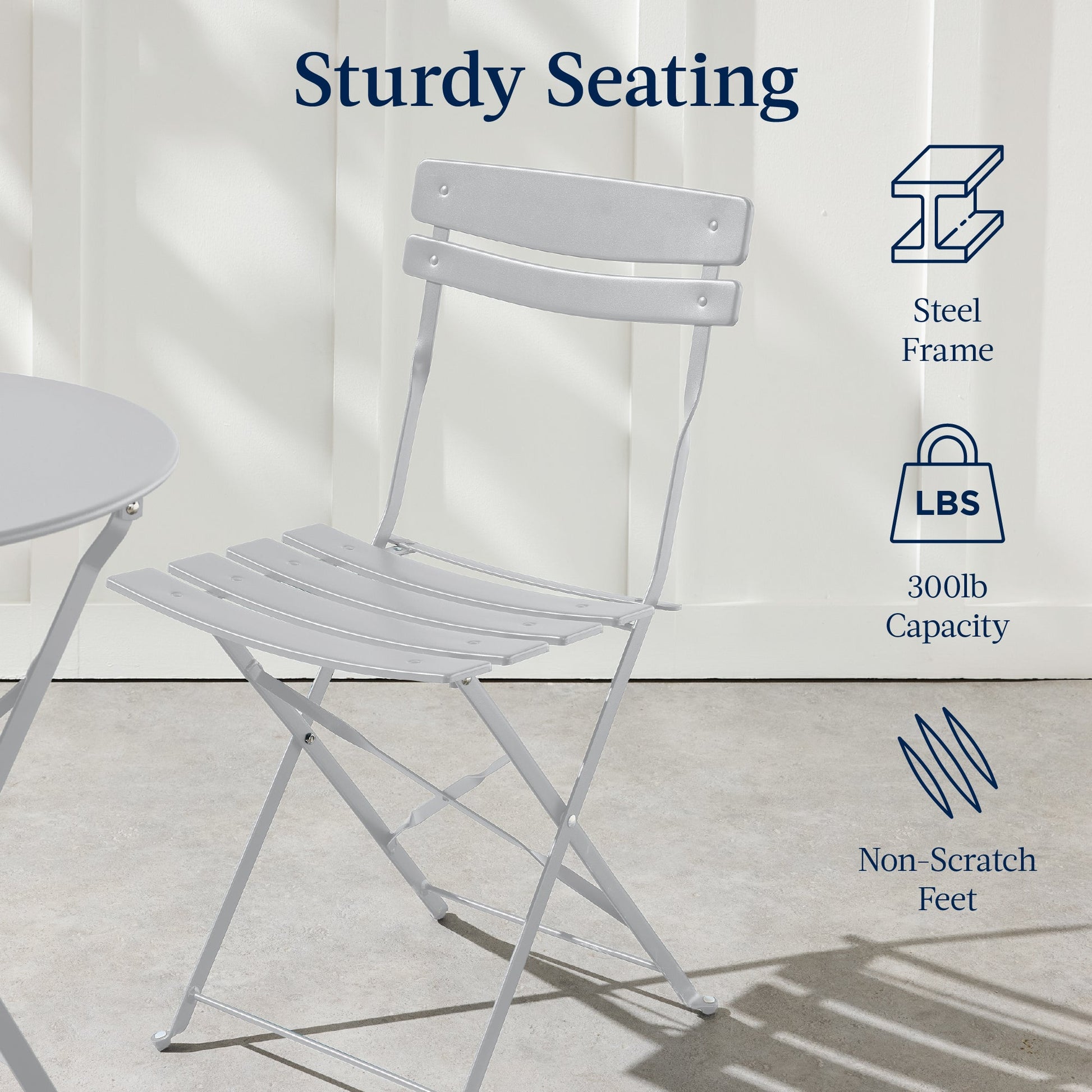 3-Piece Small Folding Patio Bistro Set w/ 2 Chairs