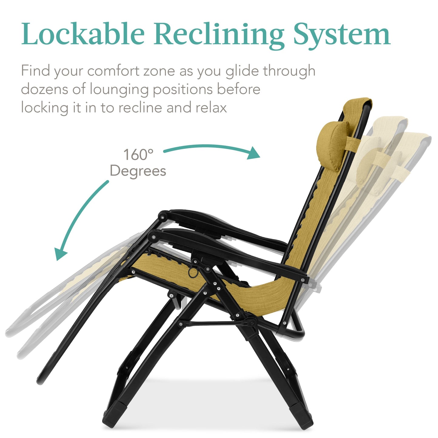 Oversized Zero Gravity Chair, Folding Outdoor Recliner w/ Removable Cushion
