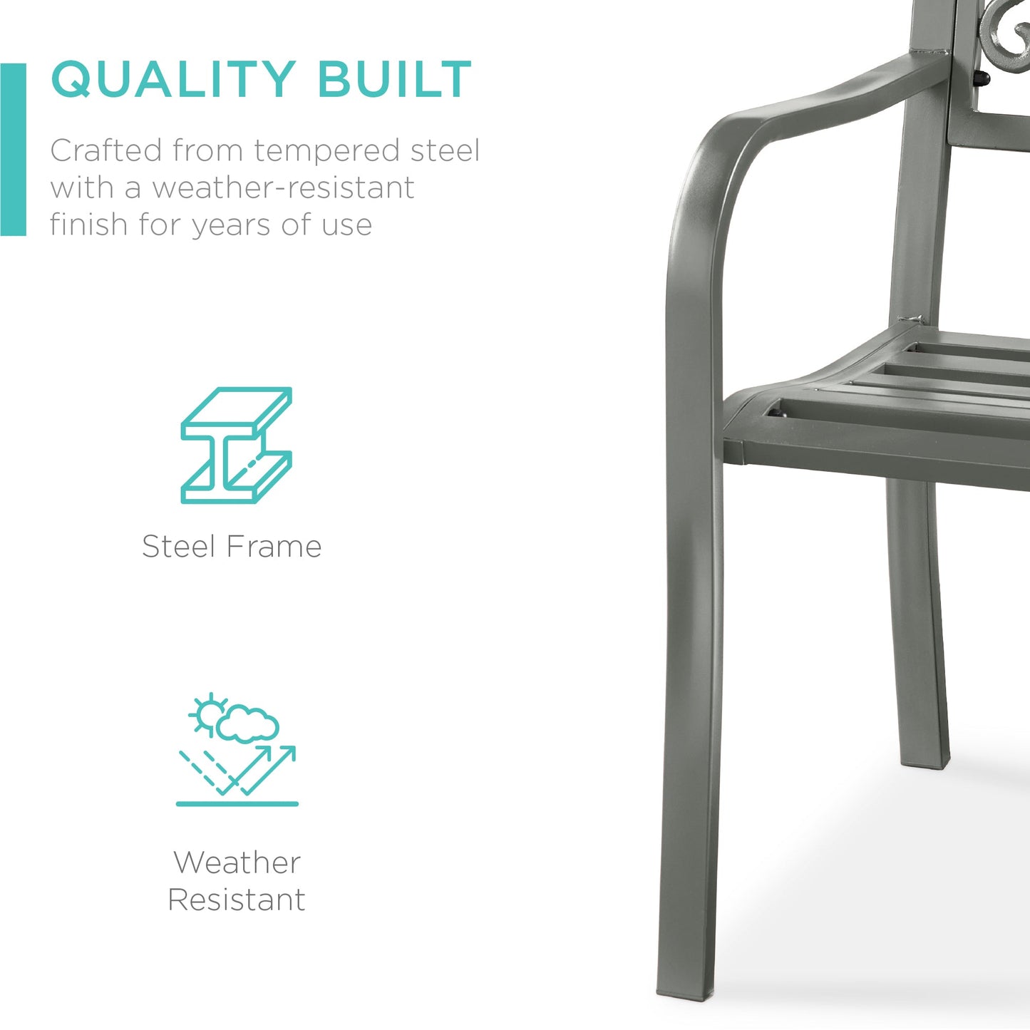 Steel Bench for Outdoor, Patio, Garden w/ Floral Design - 50in