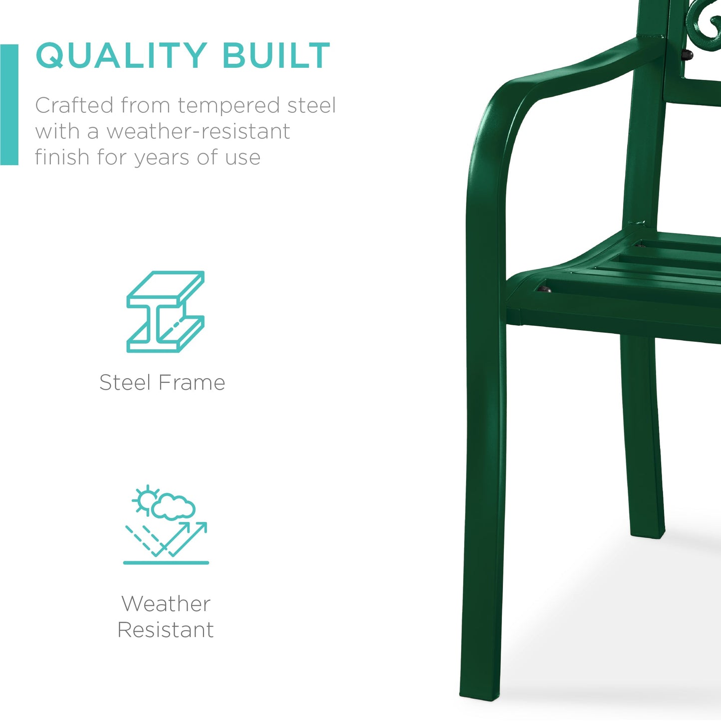 Steel Bench for Outdoor, Patio, Garden w/ Floral Design - 50in