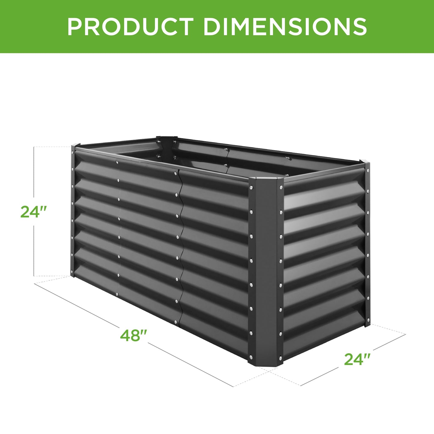 Outdoor Raised Metal Garden Bed for Vegetables, Flowers, Herbs - 4x2x2ft