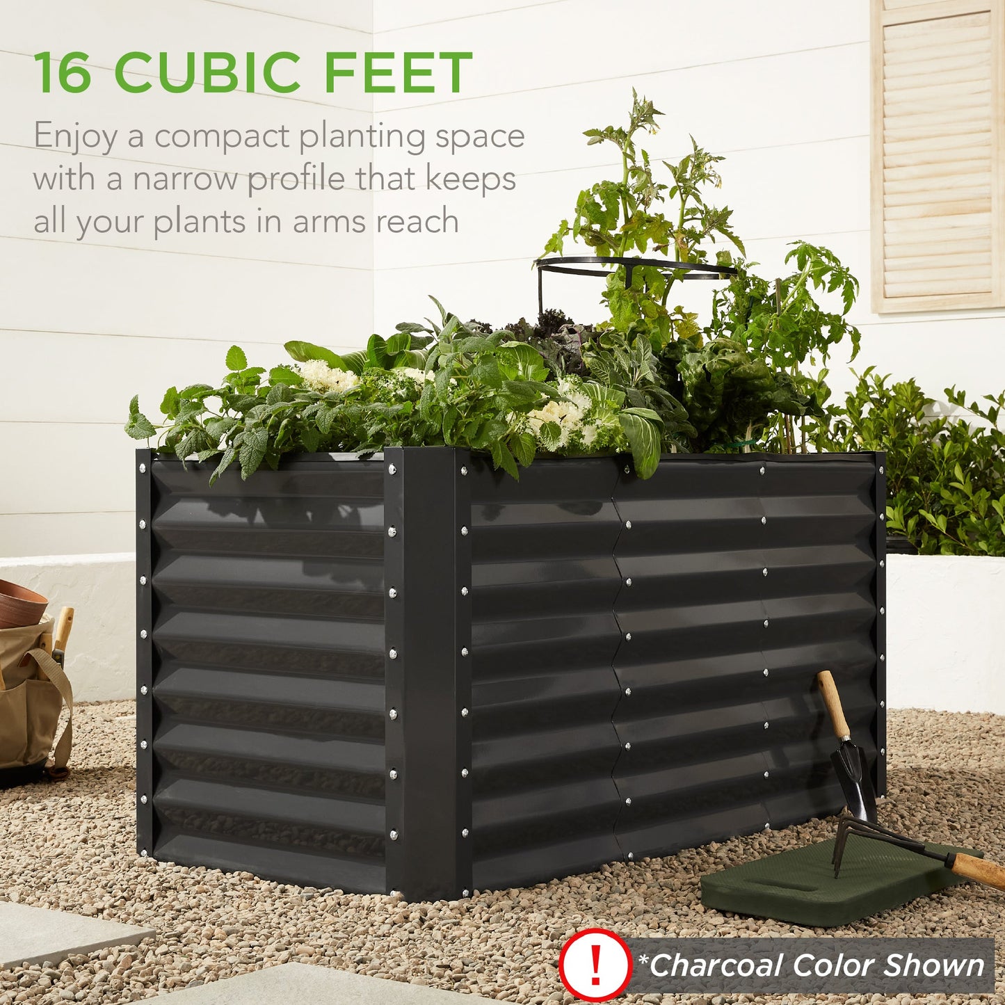 Outdoor Raised Metal Garden Bed for Vegetables, Flowers, Herbs - 4x2x2ft