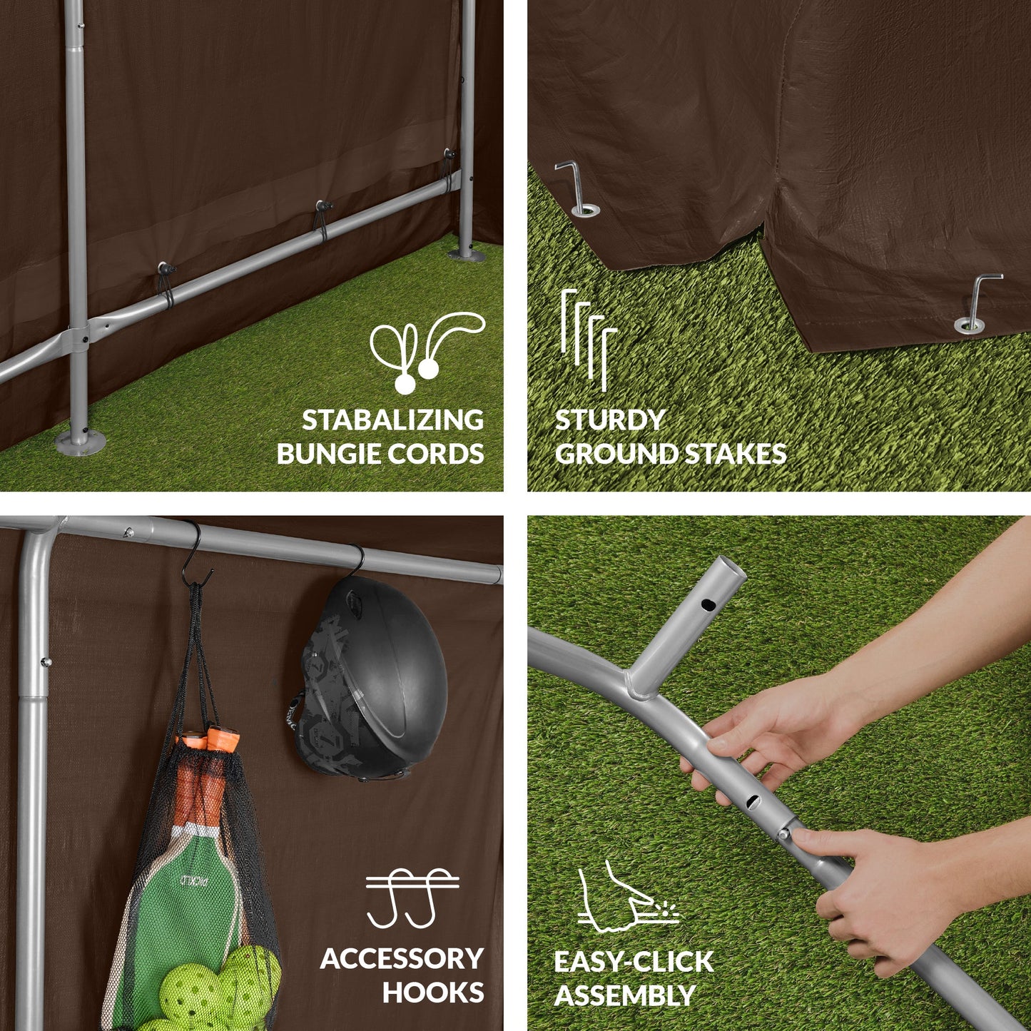 Outdoor Fabric Storage Shed w/ Metal Frame, Dual Zipper Doors - 10x8ft
