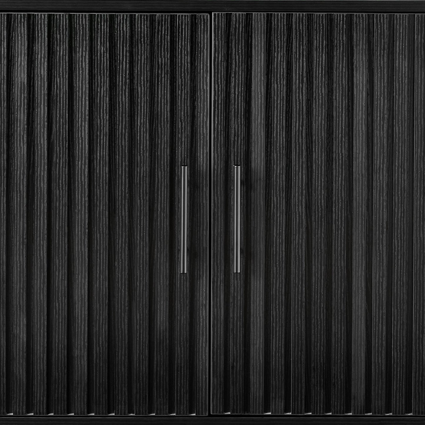 2-Door Slatted Storage Cabinet Accent Furniture w/ Foot Pads