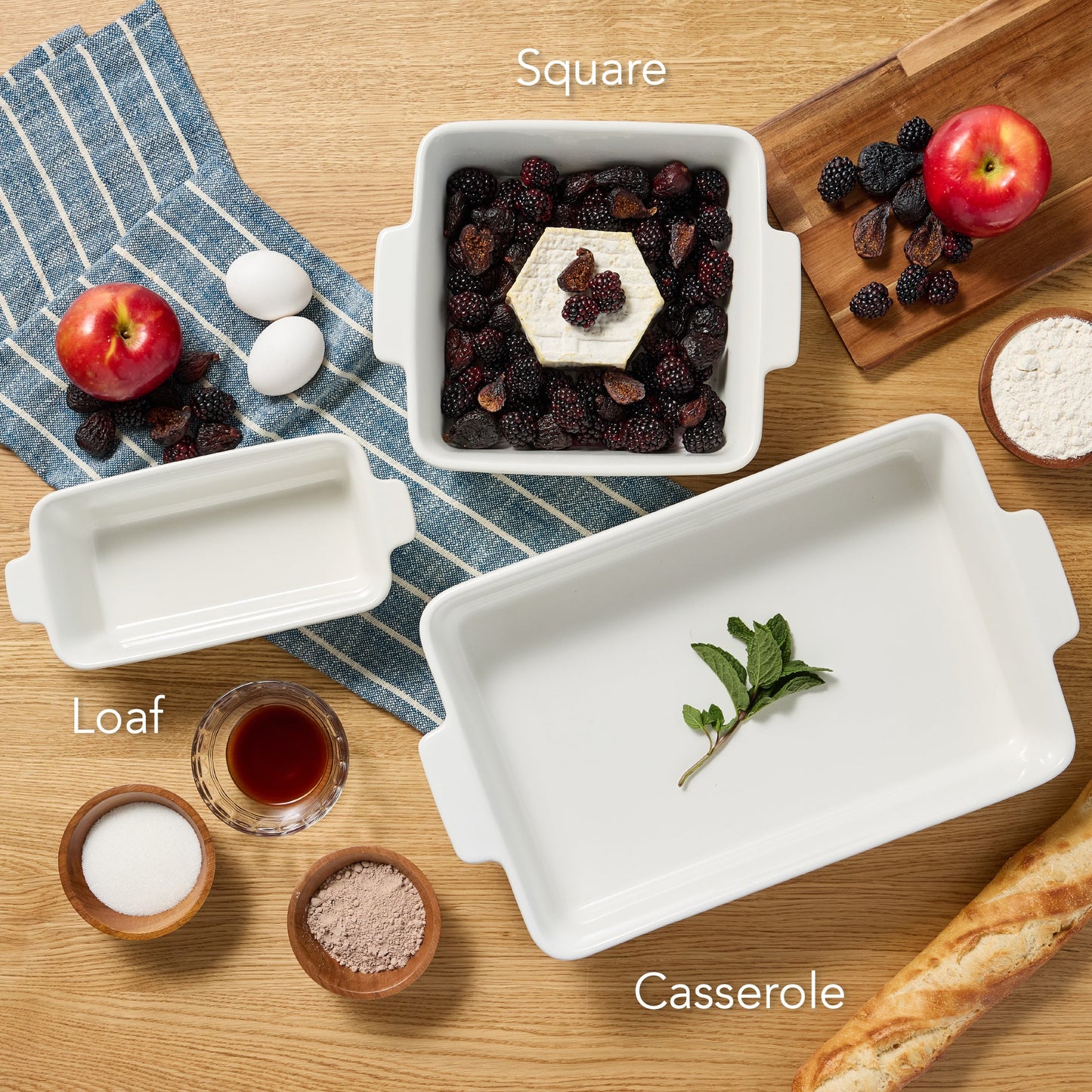 3-Piece Ceramic Bakeware Set, Stoneware Baking Dishes, Casserole Serving Set