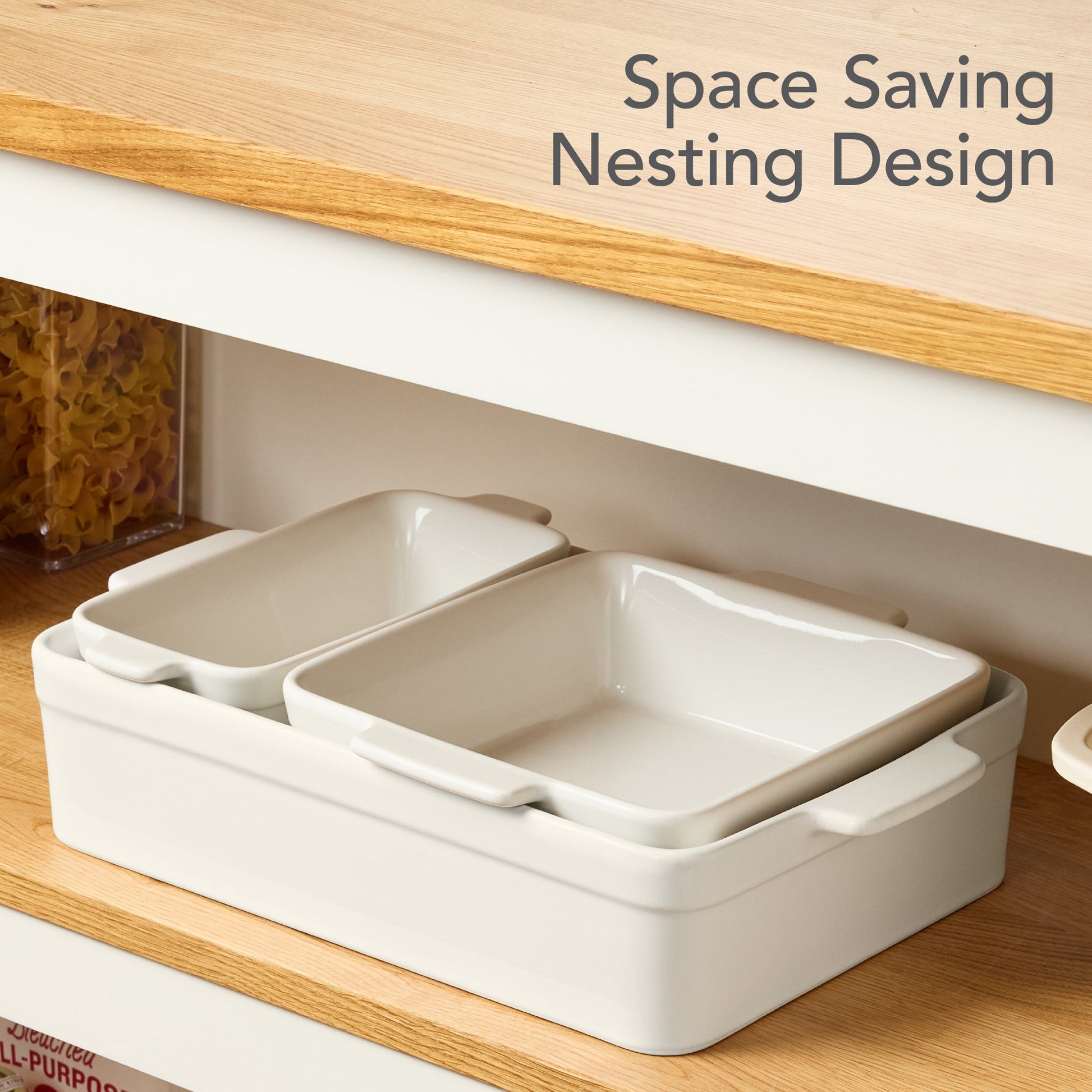 3-Piece Ceramic Bakeware Set, Stoneware Baking Dishes, Casserole Serving Set