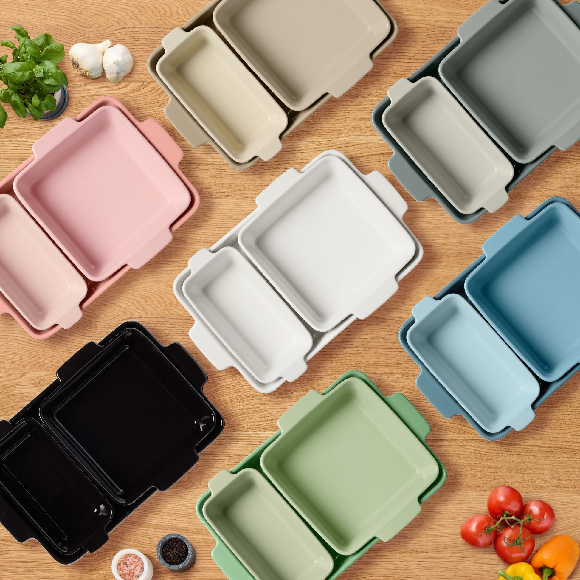 3-Piece Ceramic Bakeware Set, Stoneware Baking Dishes, Casserole Serving Set