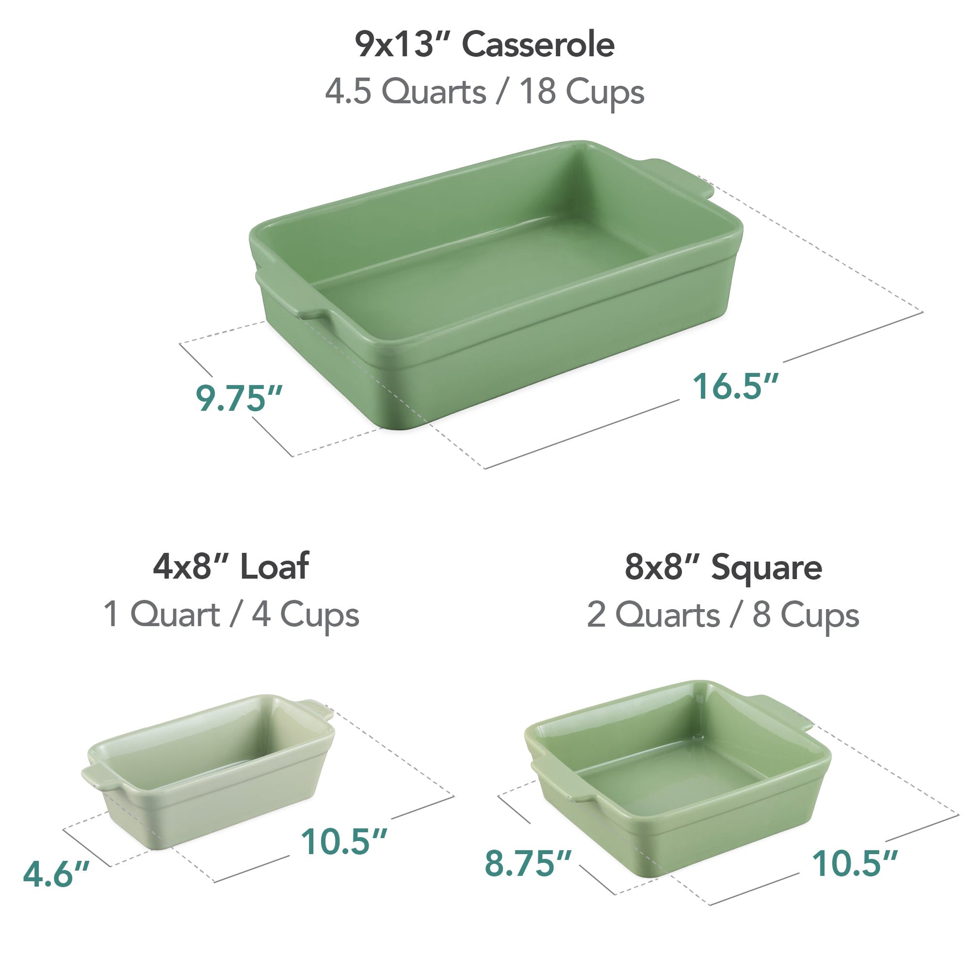 3-Piece Ceramic Bakeware Set, Stoneware Baking Dishes, Casserole Serving Set