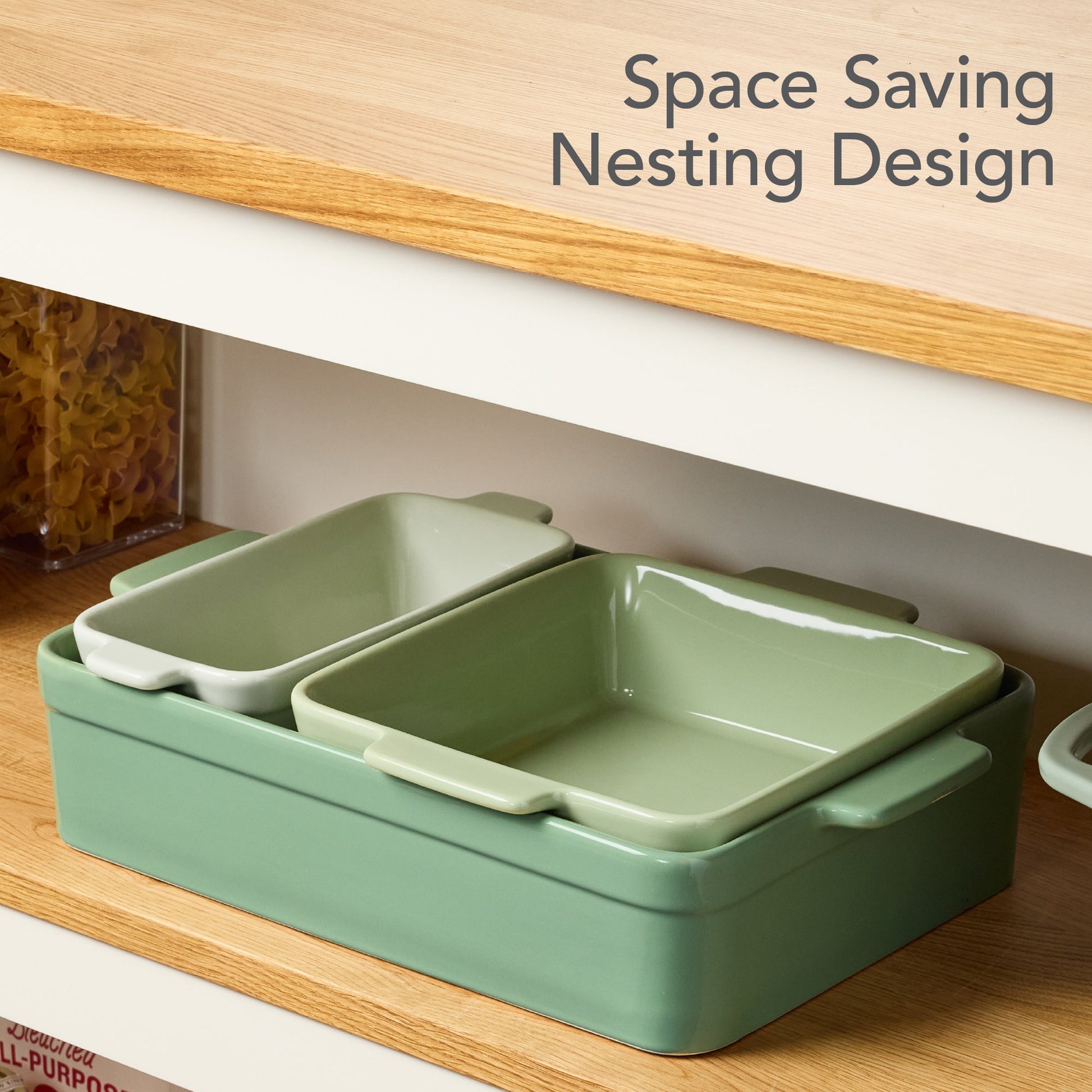 3-Piece Ceramic Bakeware Set, Stoneware Baking Dishes, Casserole Serving Set