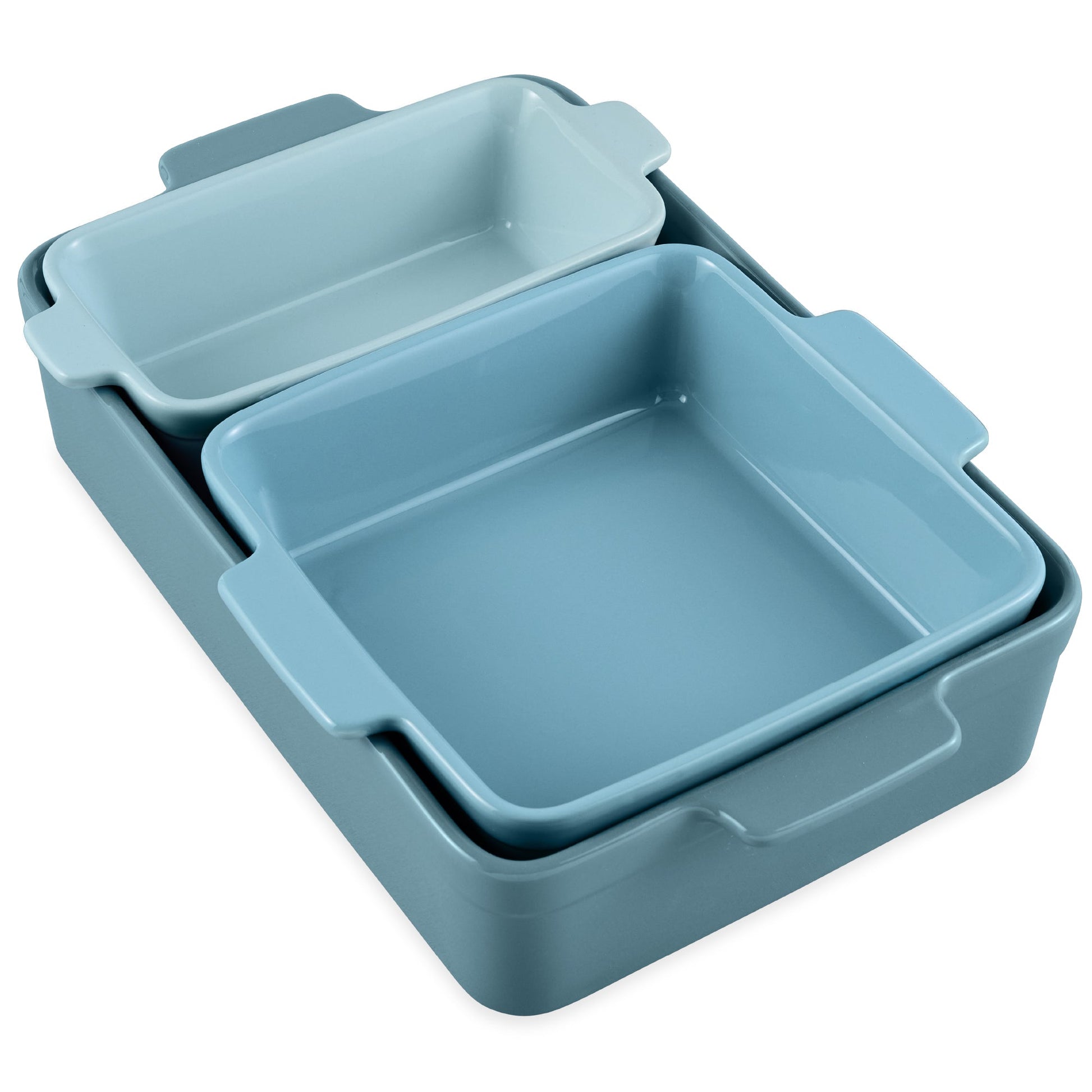 3-Piece Ceramic Bakeware Set, Stoneware Baking Dishes, Casserole Serving Set