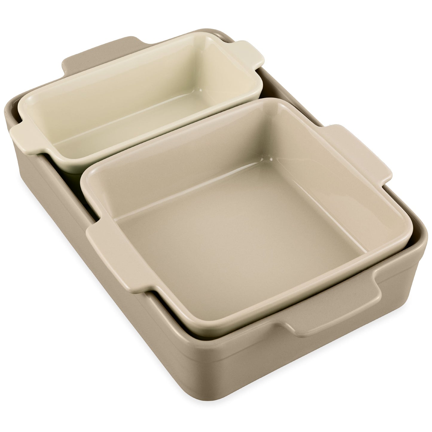 3-Piece Ceramic Bakeware Set, Stoneware Baking Dishes, Casserole Serving Set