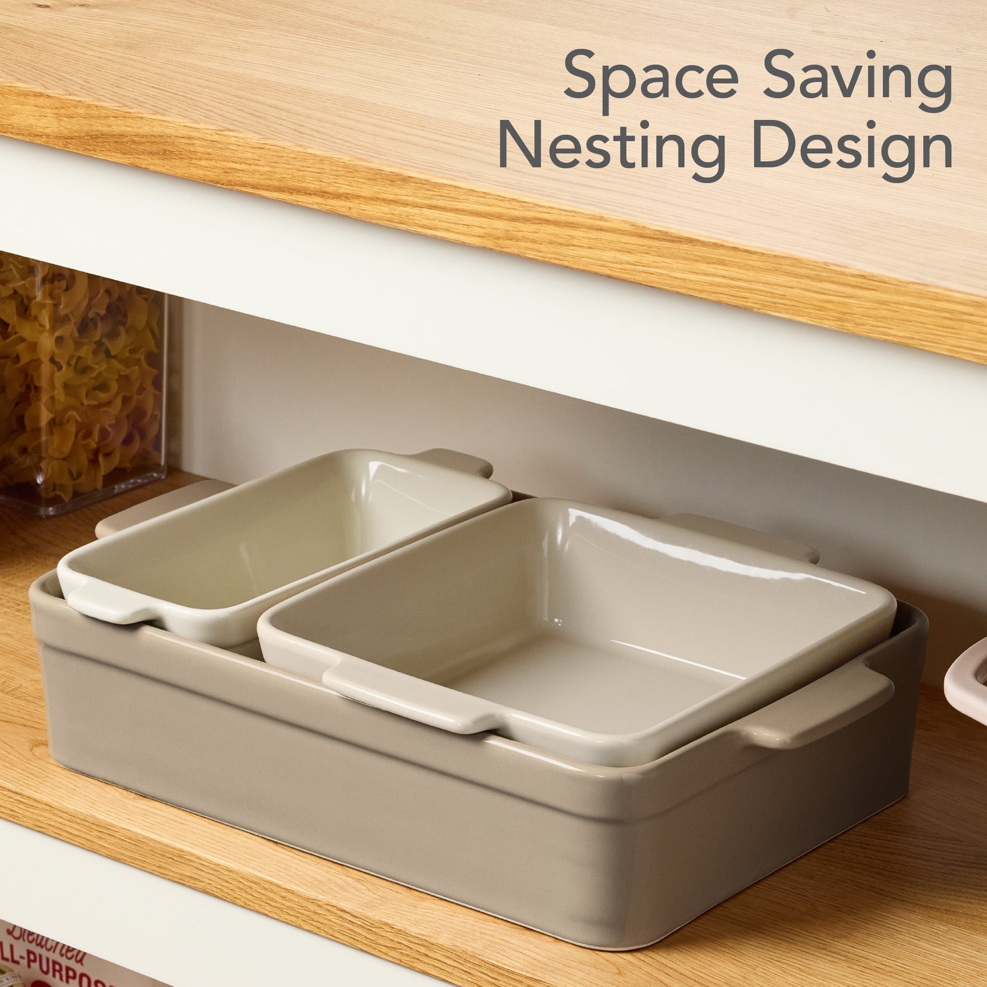 3-Piece Ceramic Bakeware Set, Stoneware Baking Dishes, Casserole Serving Set