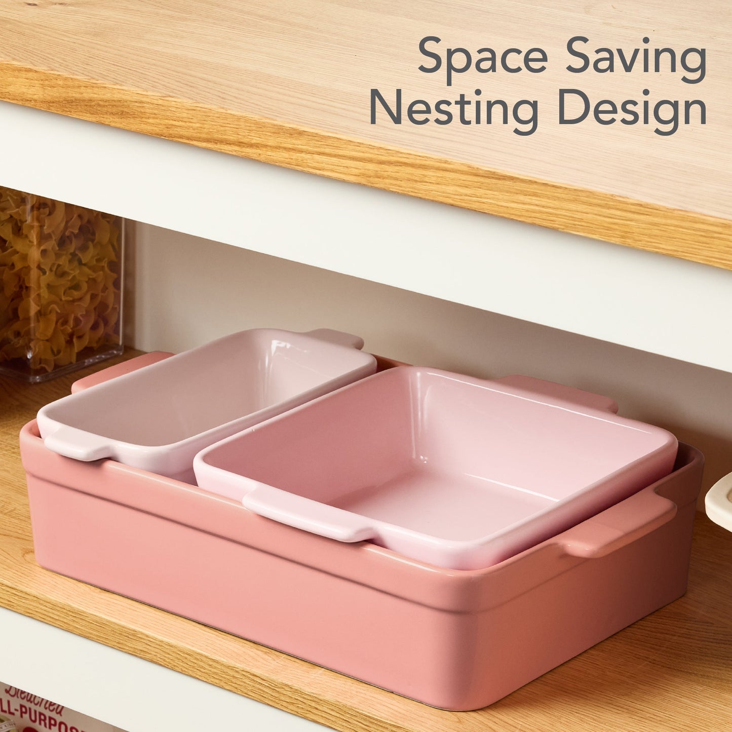 3-Piece Ceramic Bakeware Set, Stoneware Baking Dishes, Casserole Serving Set