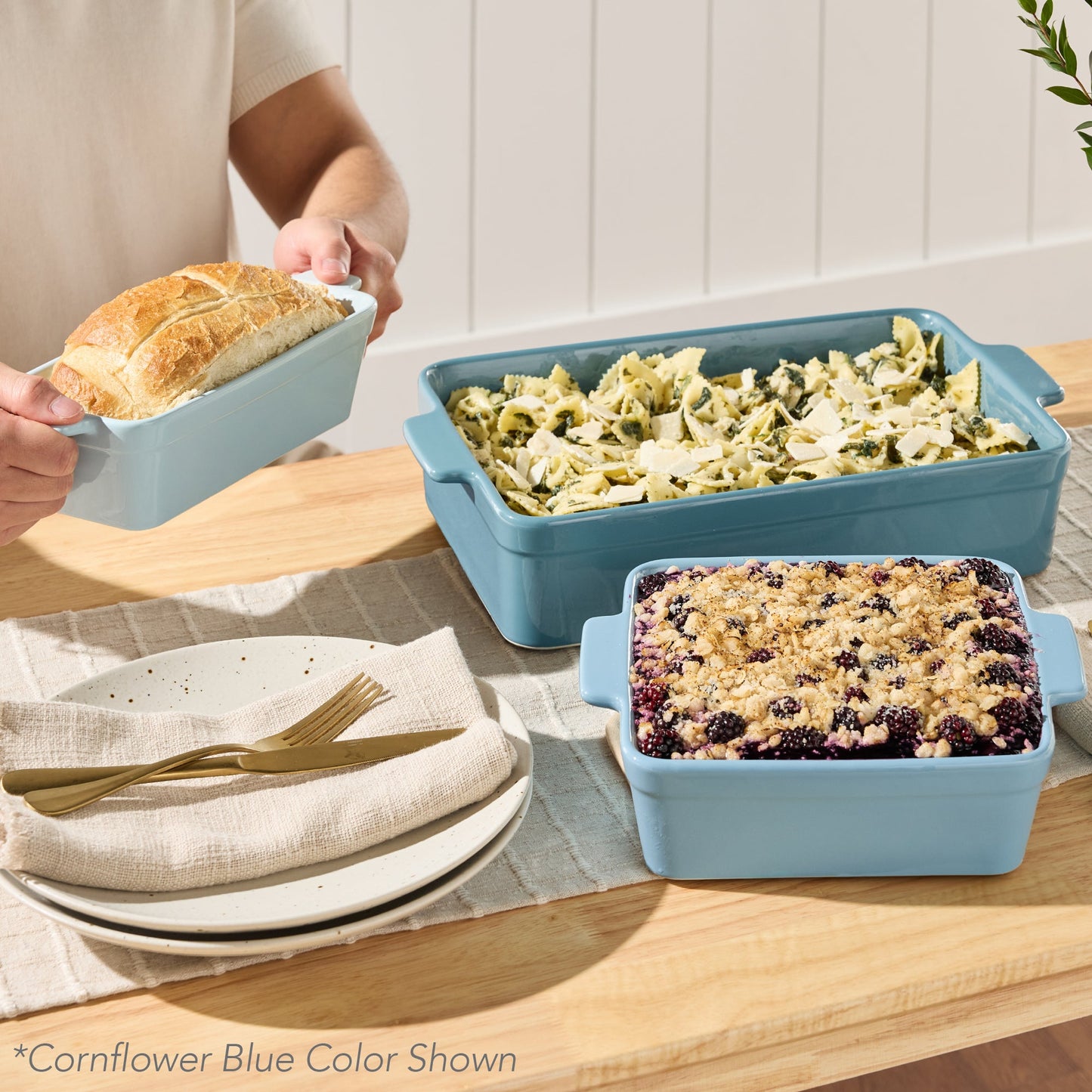 3-Piece Ceramic Bakeware Set, Stoneware Baking Dishes, Casserole Serving Set