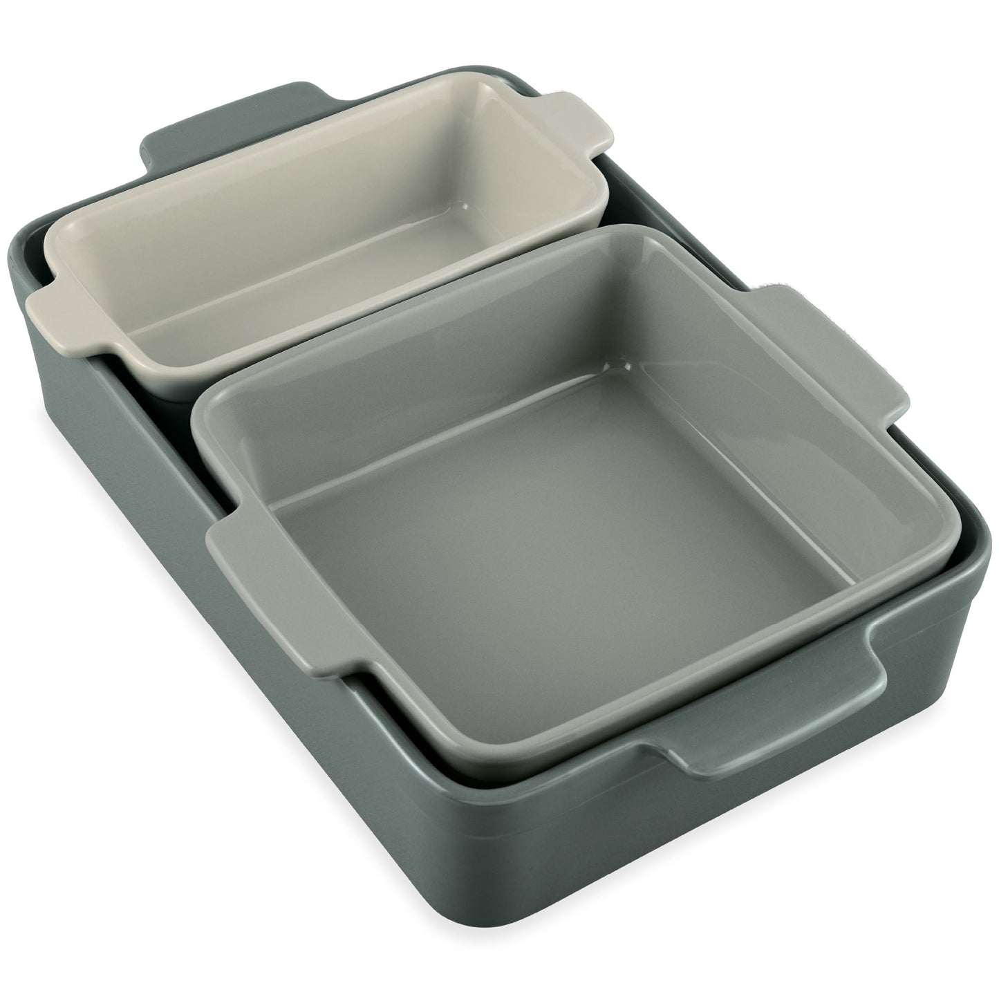 3-Piece Ceramic Bakeware Set, Stoneware Baking Dishes, Casserole Serving Set