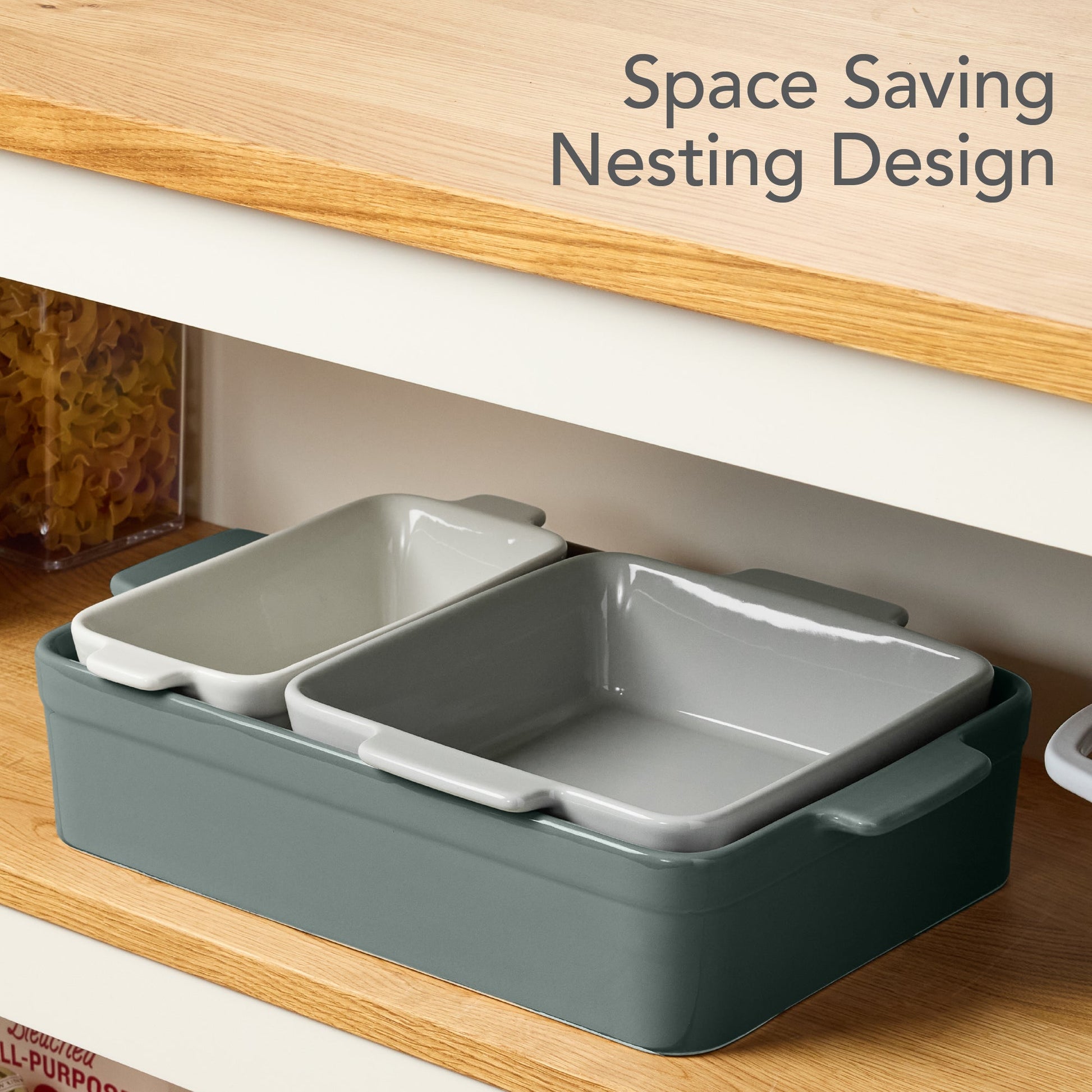 3-Piece Ceramic Bakeware Set, Stoneware Baking Dishes, Casserole Serving Set