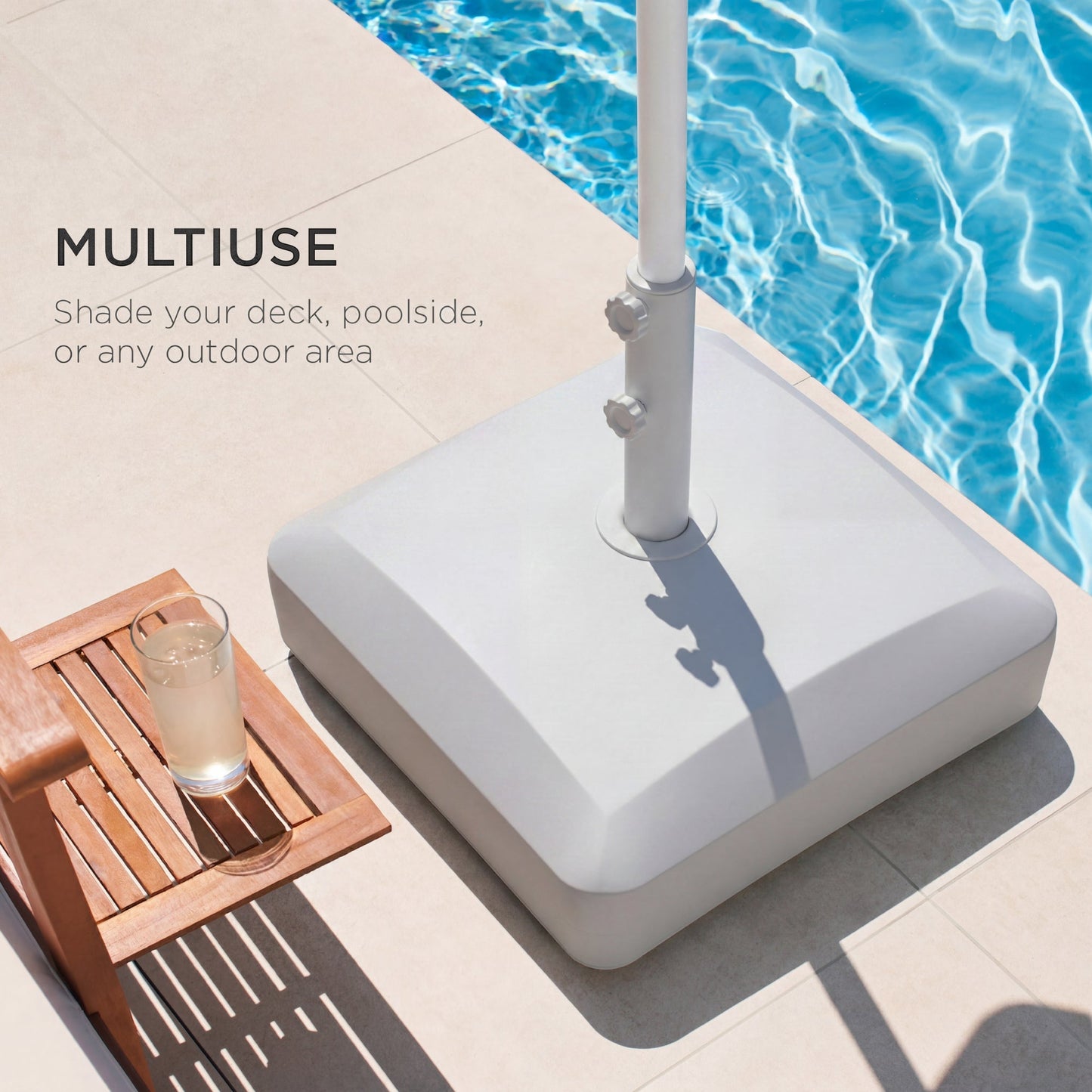 Fillable Mobile Umbrella Base Stand w/ 4 Wheels, 2 Locks, 123lb Capacity