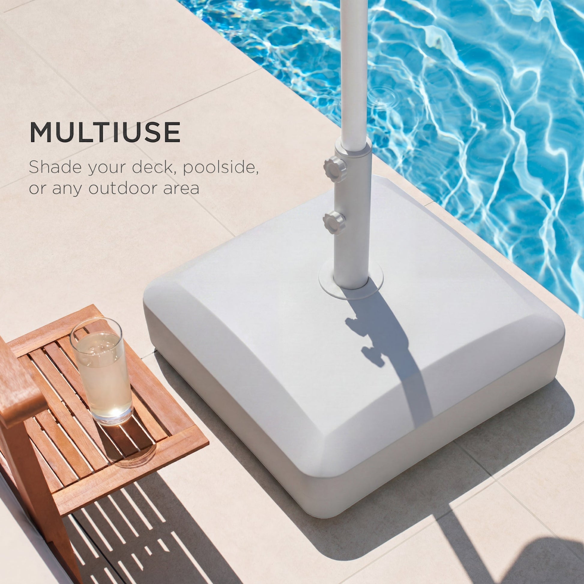 Fillable Mobile Umbrella Base Stand w/ 4 Wheels, 2 Locks, 123lb Capacity