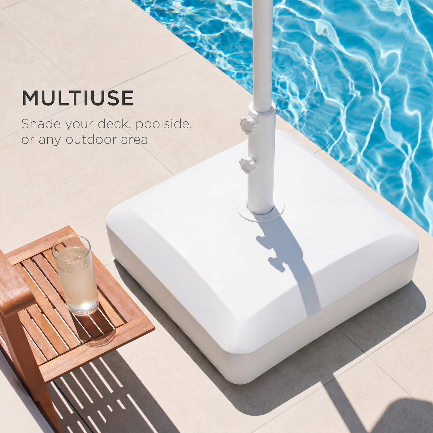 Fillable Mobile Umbrella Base Stand w/ 4 Wheels, 2 Locks, 123lb Capacity