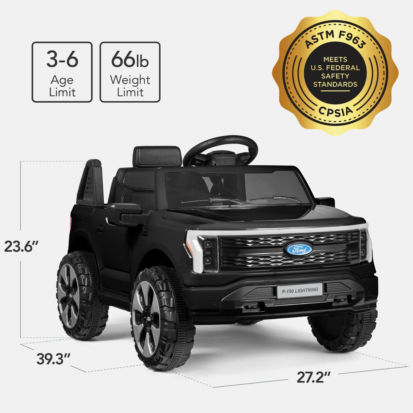 12V Kids Ride On Car Officially Licensed Ford Lightning w/ Remote, 2 Speeds