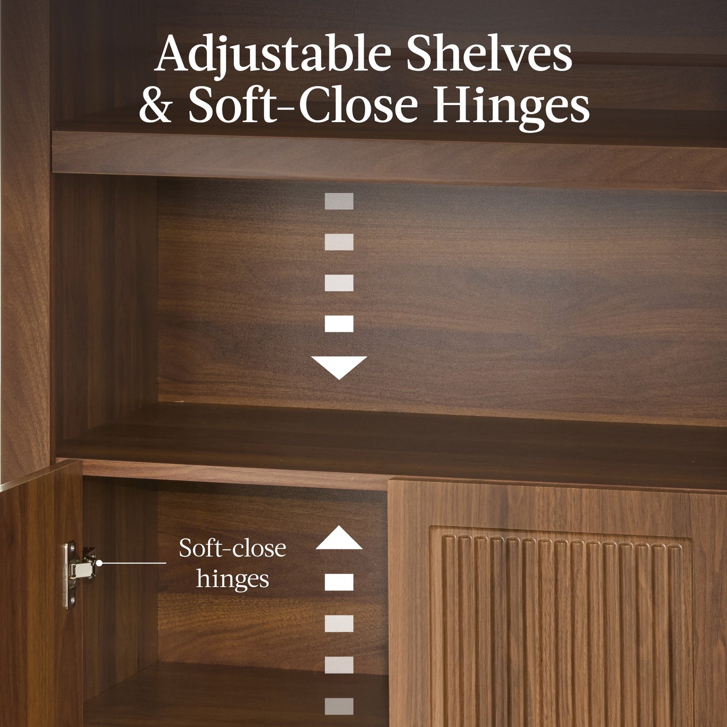 72" Tall Arched Pantry Cabinet w/ Doors, 5-Tier Storage Cabinet w/ Shelves