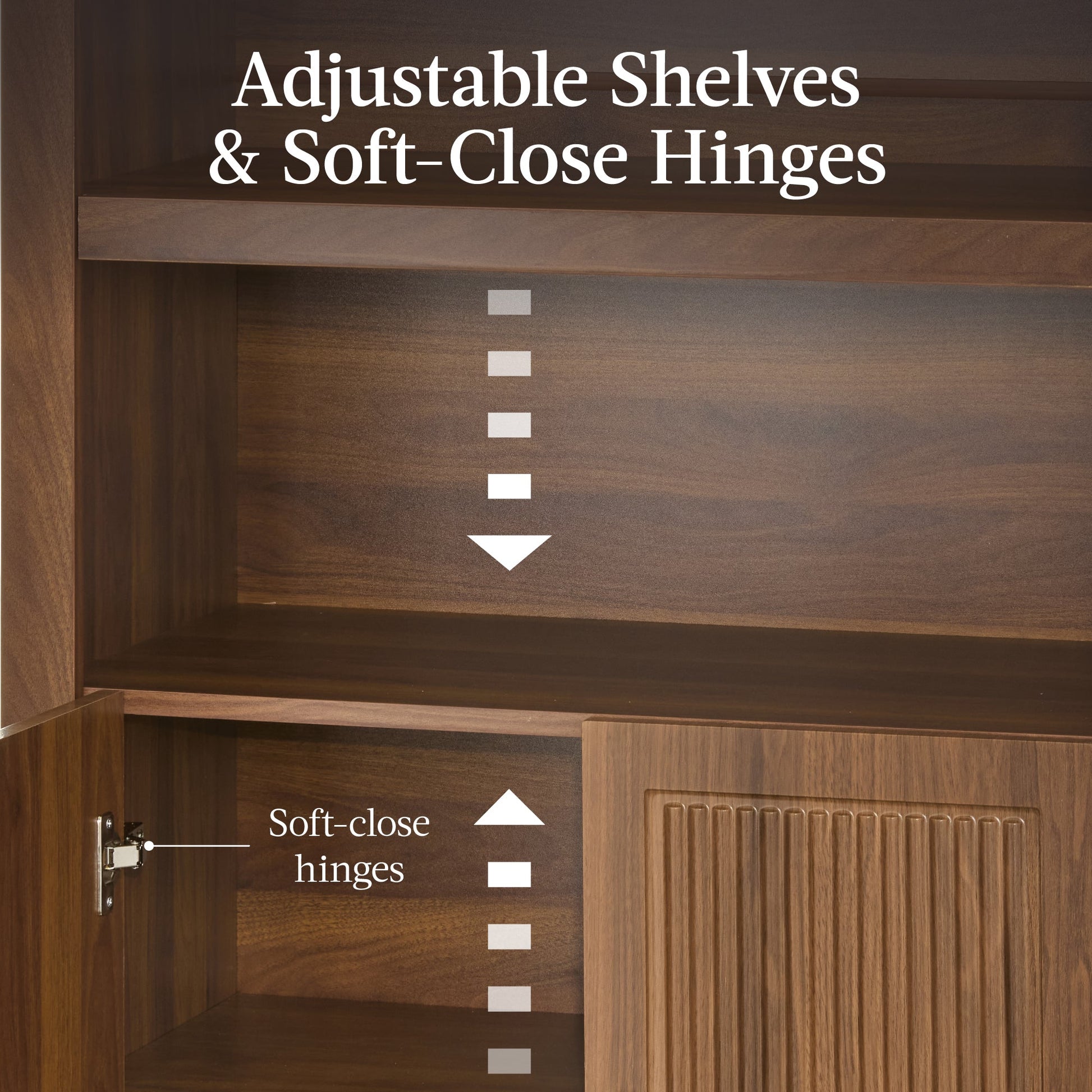 72" Tall Arched Pantry Cabinet w/ Doors, 5-Tier Storage Cabinet w/ Shelves