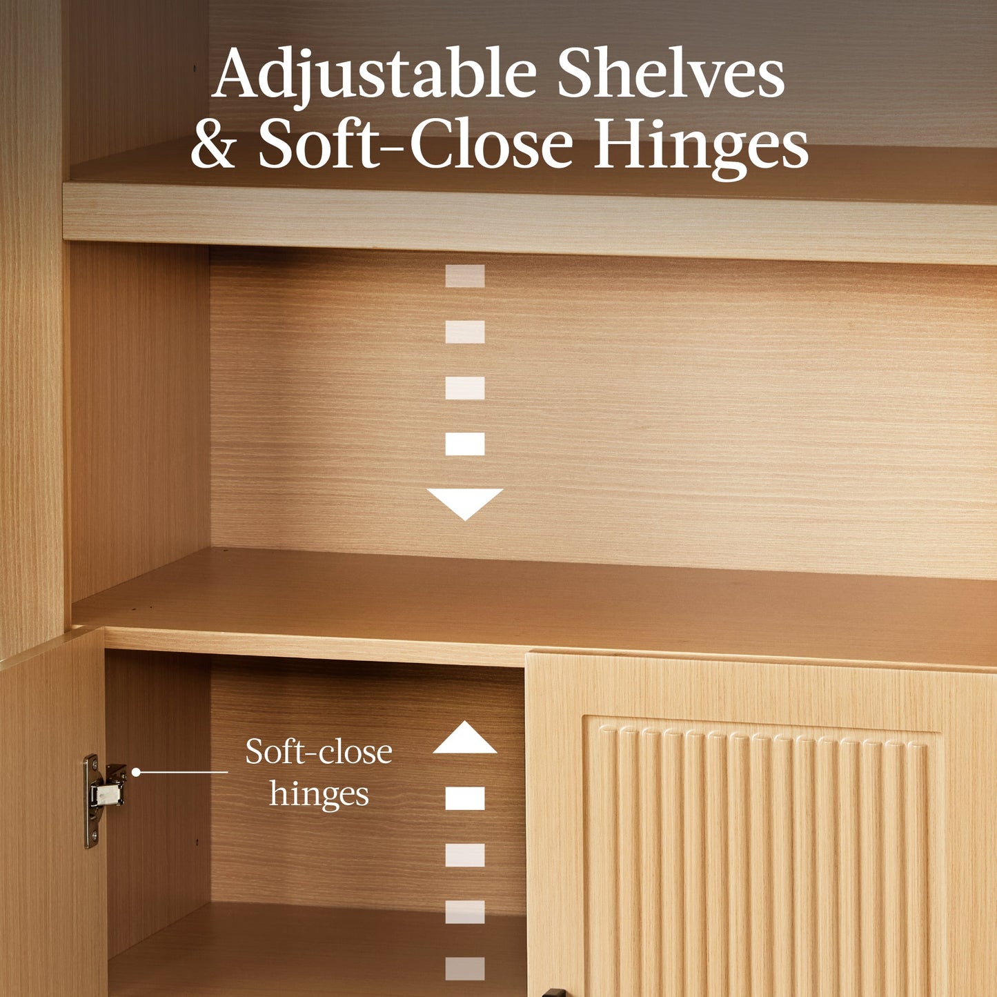 72" Tall Arched Pantry Cabinet w/ Doors, 5-Tier Storage Cabinet w/ Shelves