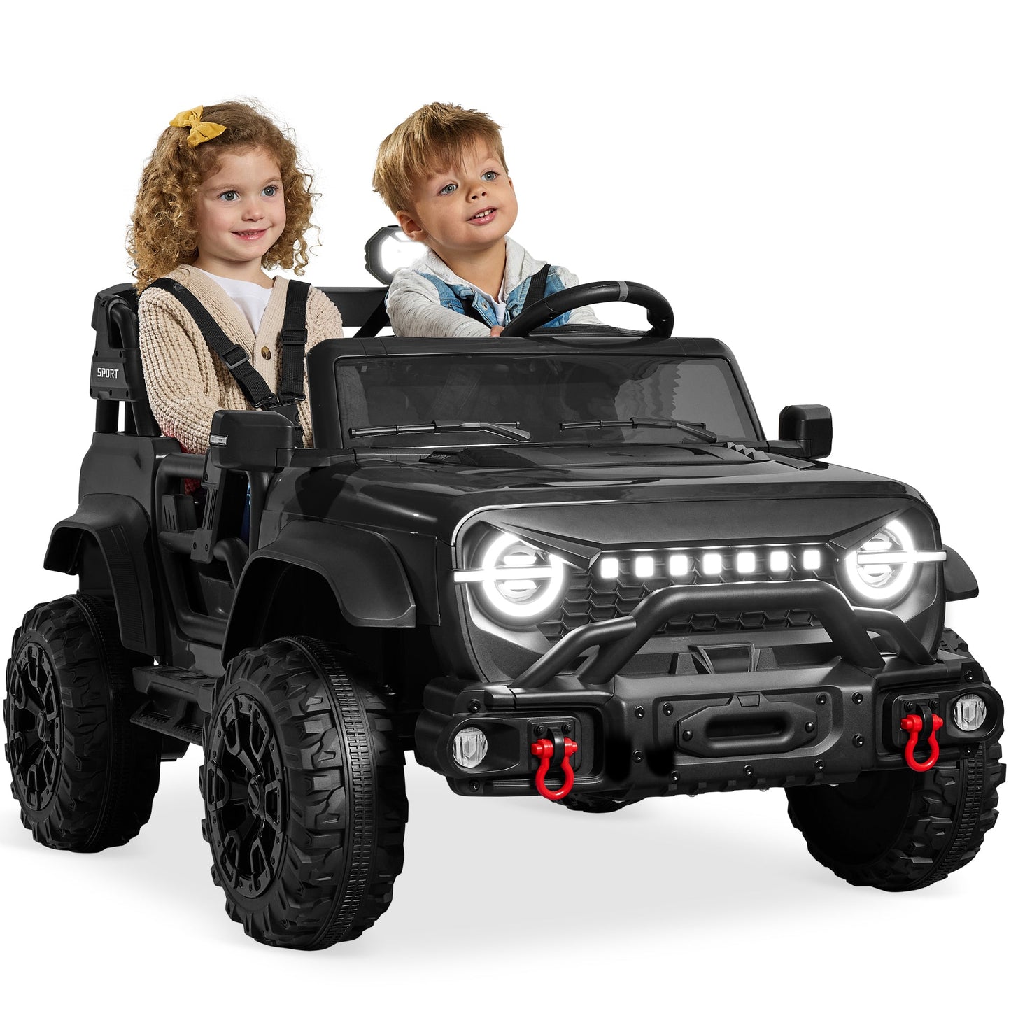 24V 2-Seater Electric Ride-On Car Truck w/ Parent Control, Bluetooth
