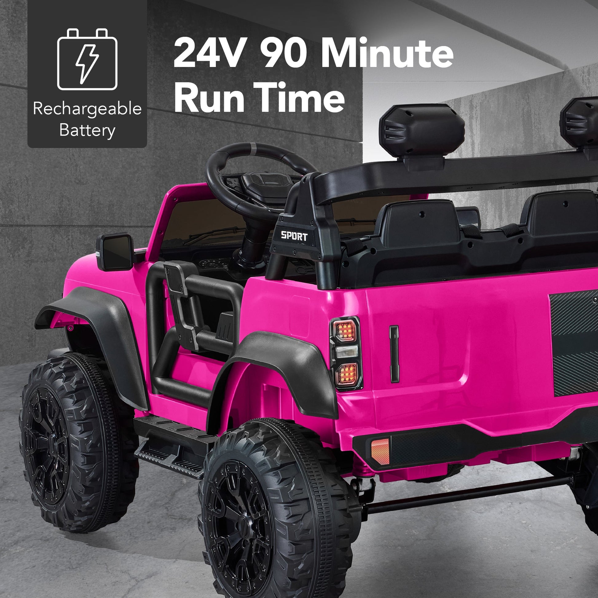 24V 2-Seater Electric Ride-On Car Truck w/ Parent Control, Bluetooth