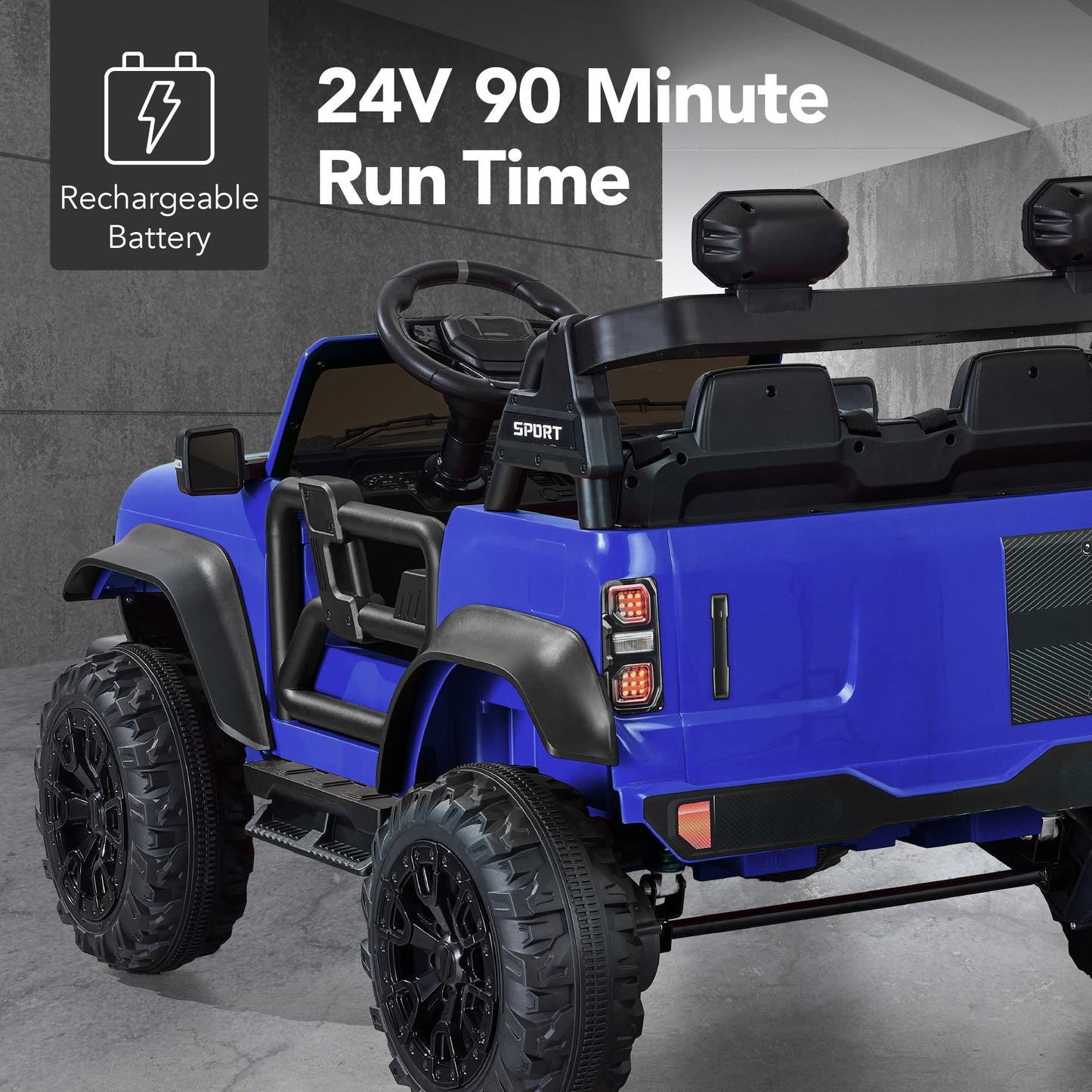 24V 2-Seater Electric Ride-On Car Truck w/ Parent Control, Bluetooth