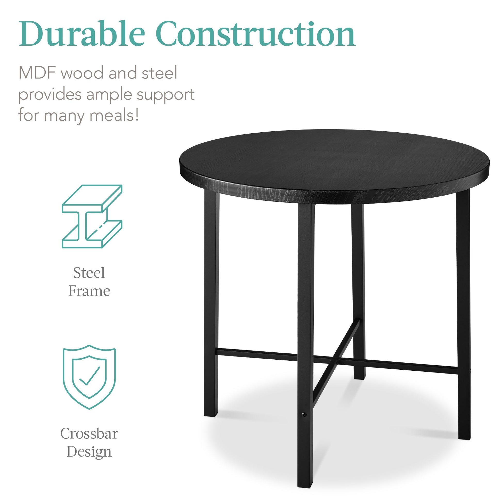 5-Piece Modern Round Counter Height Dining Set w/ 4 Chairs