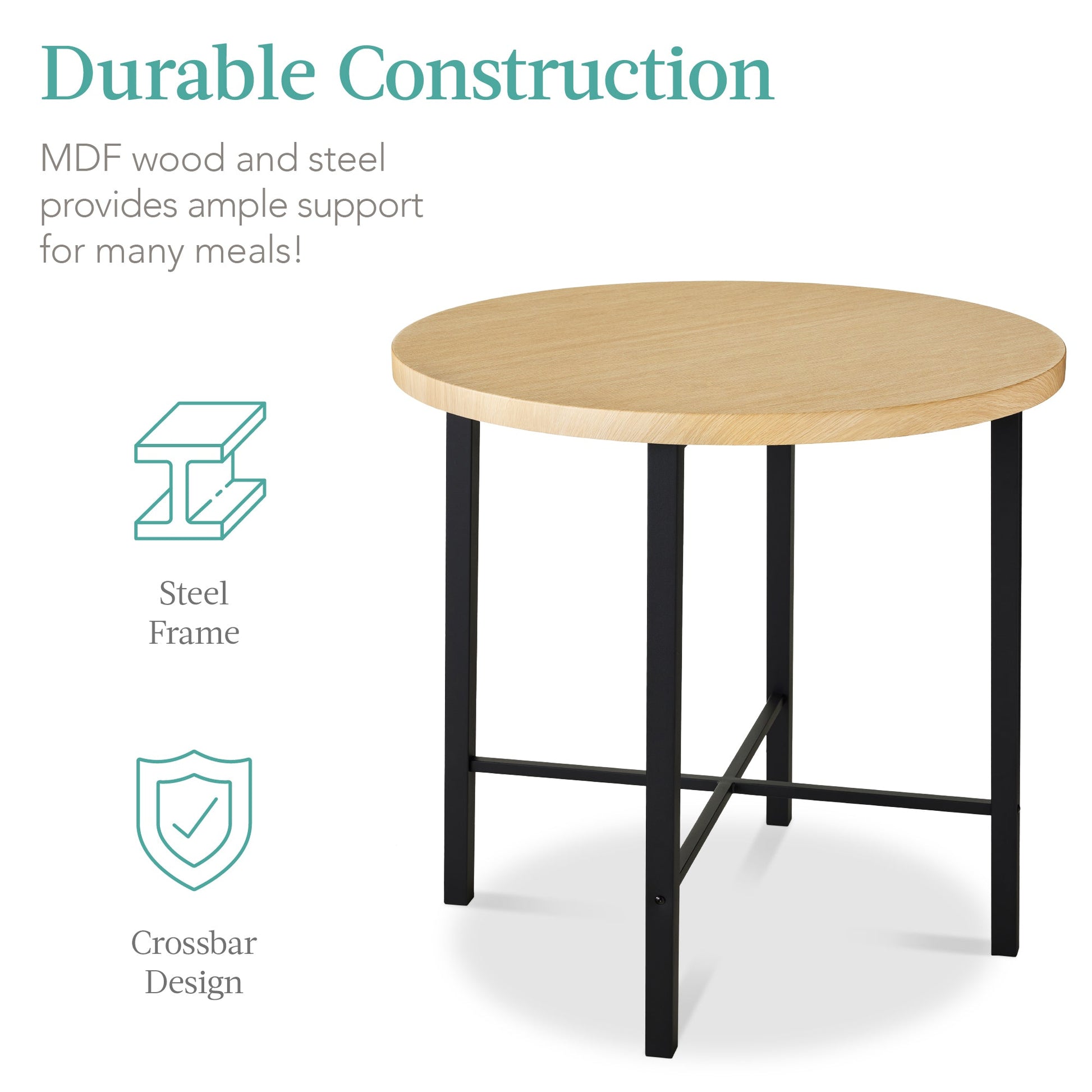 5-Piece Modern Round Counter Height Dining Set w/ 4 Chairs