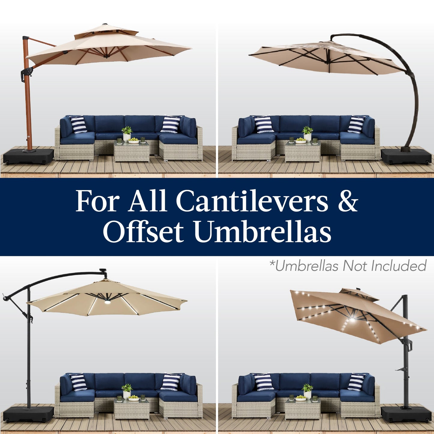 Outdoor Cantilever Base w/ Wheels, Locks, Fillable 330lb Capacity