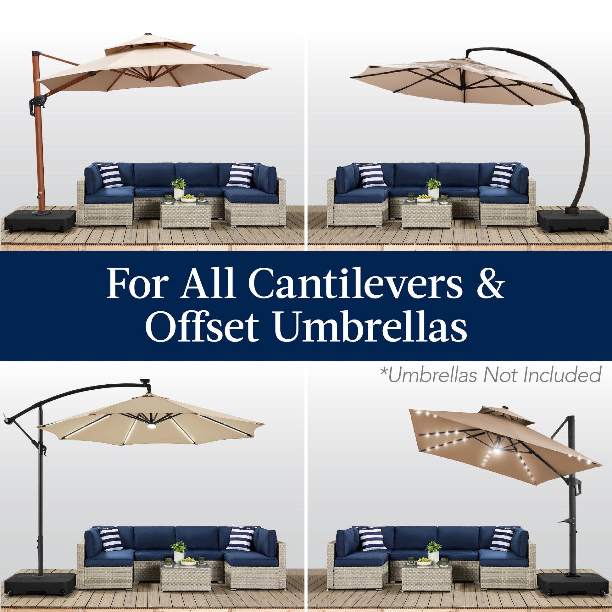 Outdoor Cantilever Base w/ Wheels, Locks, Fillable 330lb Capacity