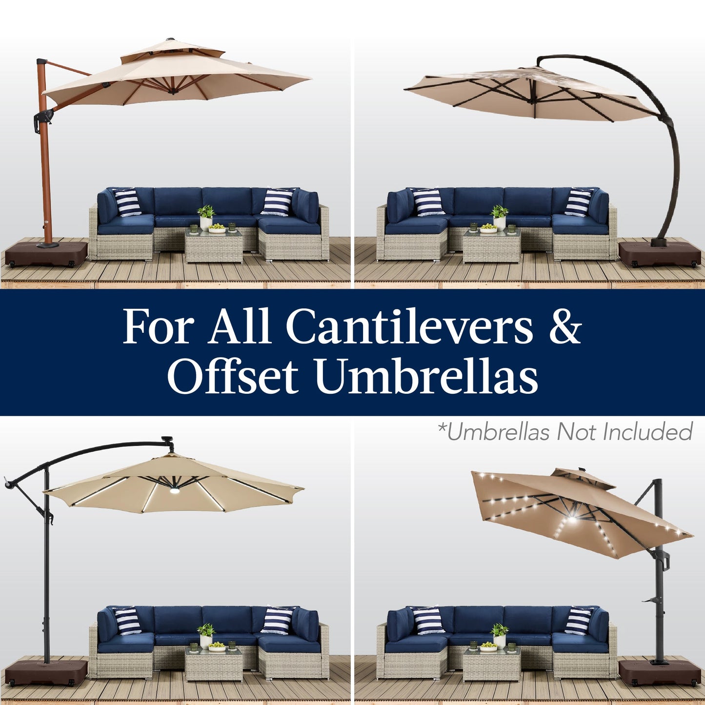 Outdoor Cantilever Base w/ Wheels, Locks, Fillable 330lb Capacity