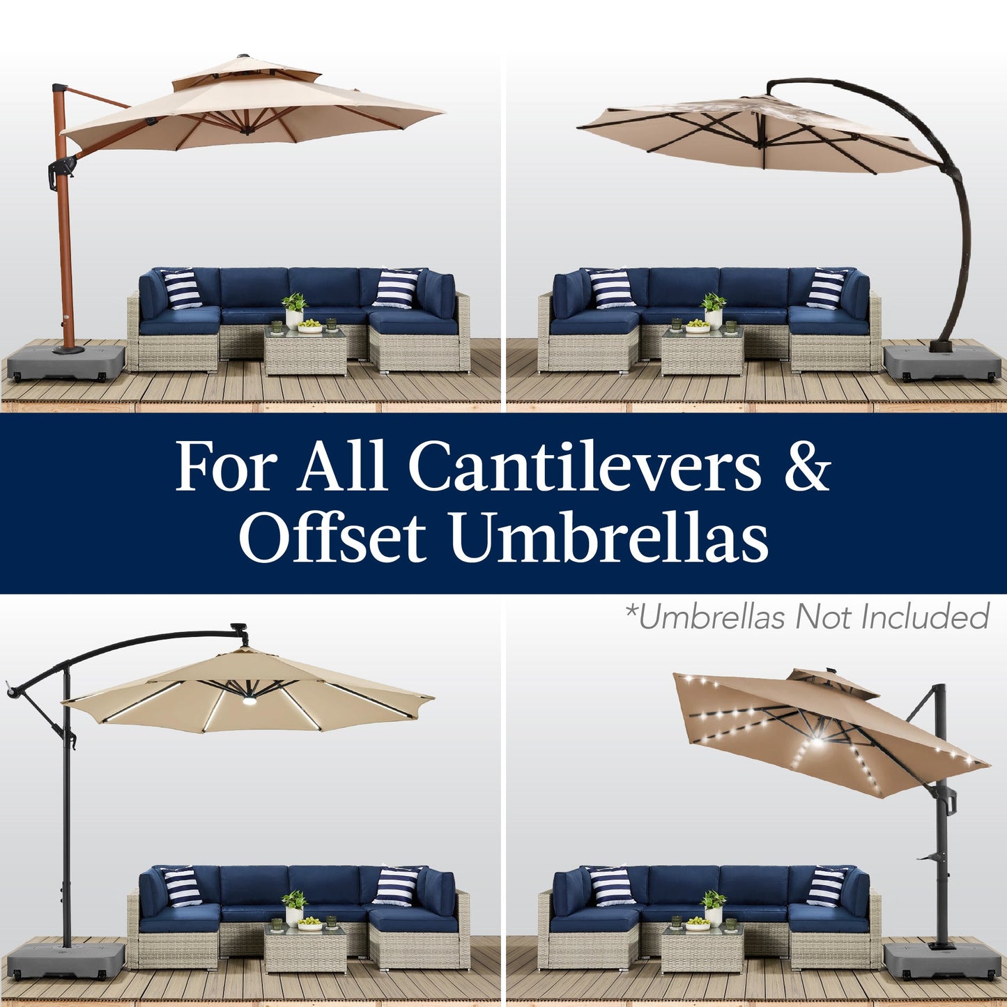 Outdoor Cantilever Base w/ Wheels, Locks, Fillable 330lb Capacity