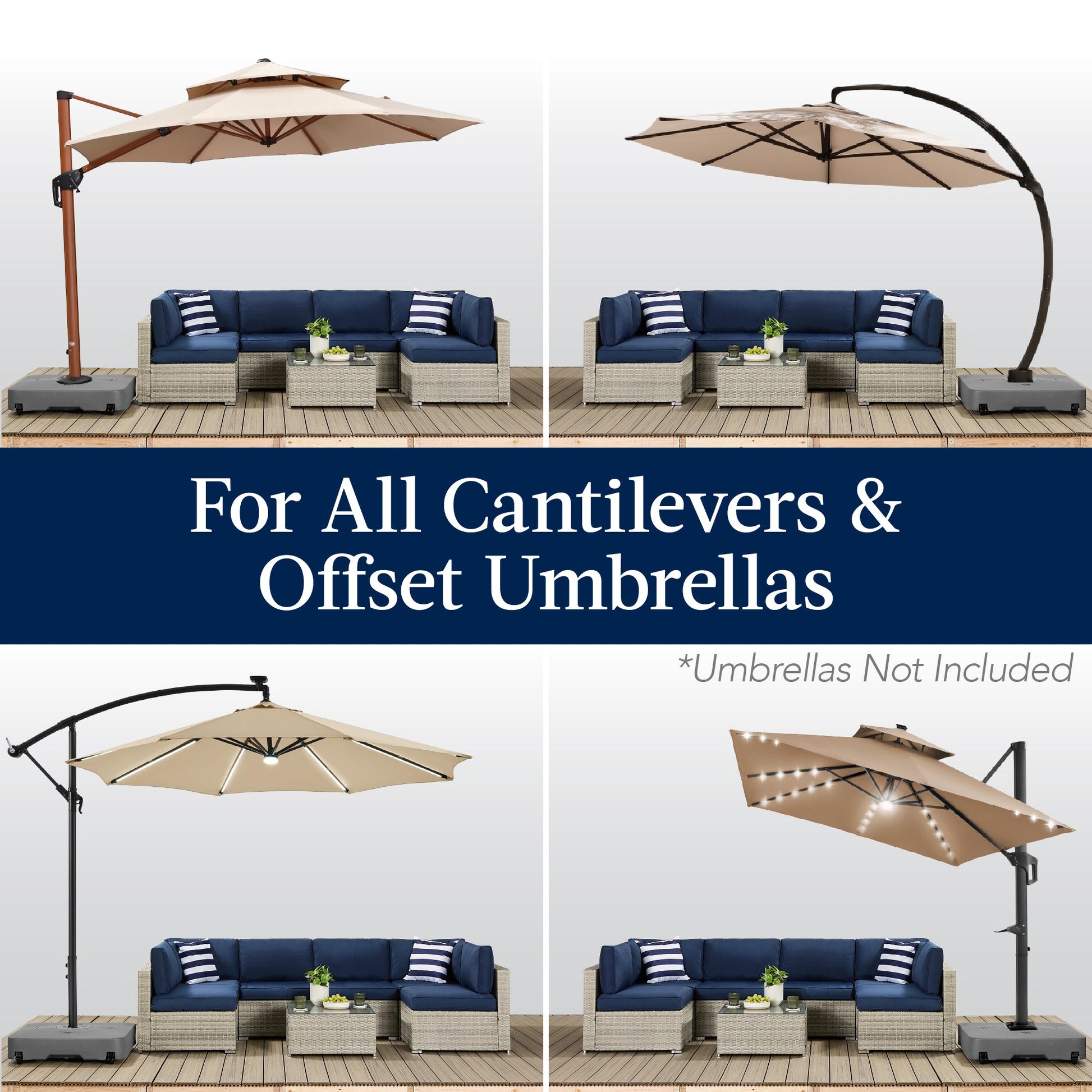 Outdoor Cantilever Base w/ Wheels, Locks, Fillable 330lb Capacity