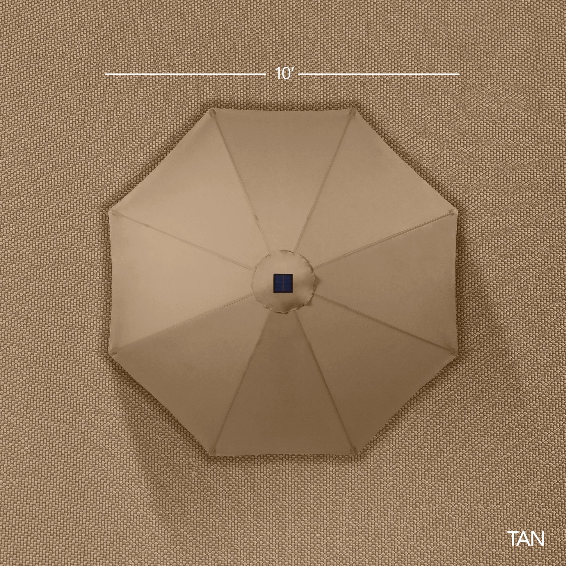 Woodgrain Pattern Solar LED Lighted Patio Umbrella w/ Adjustable Tilt - 10ft