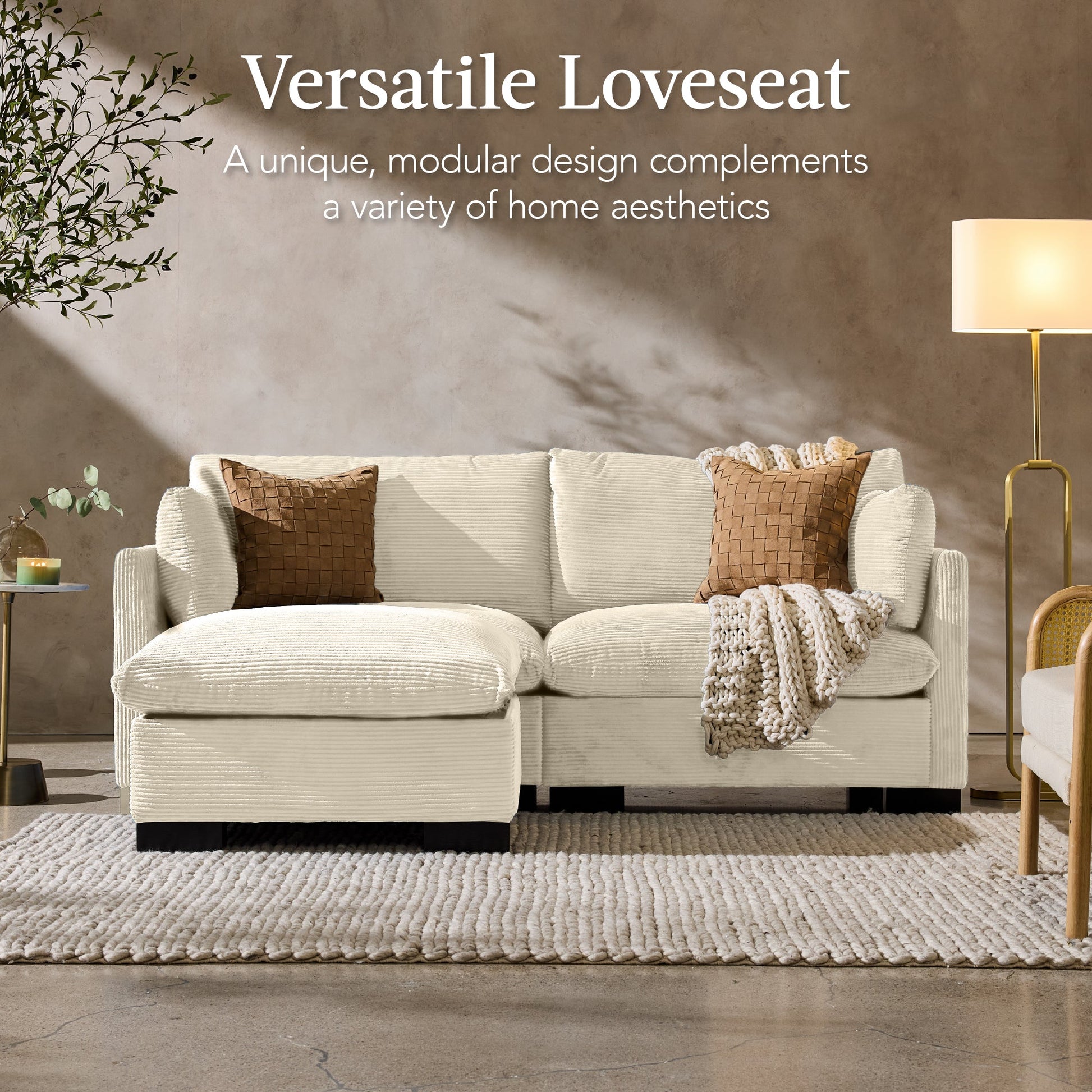 Modular Sectional Pillowtop Sofa w/ Ottoman & Storage  82in
