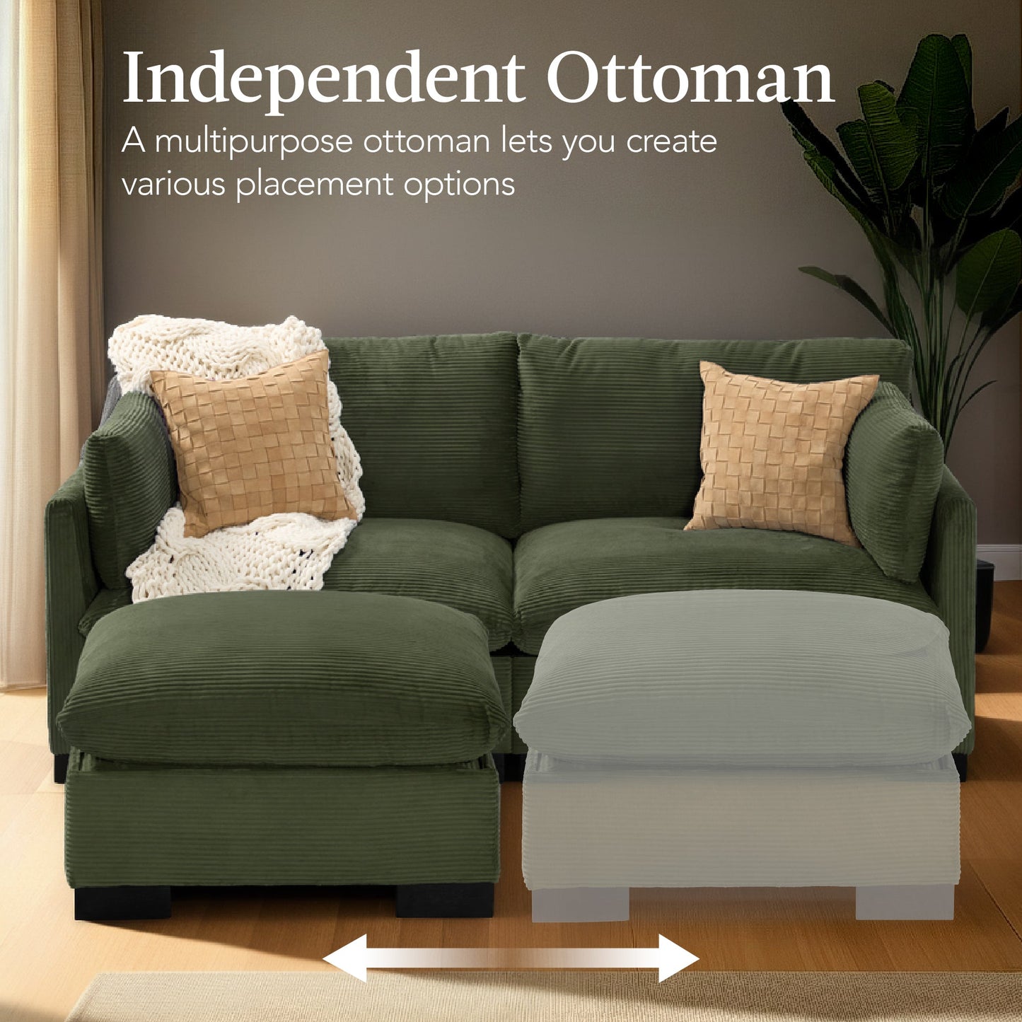 Modular Sectional Pillowtop Sofa w/ Ottoman & Storage  82in