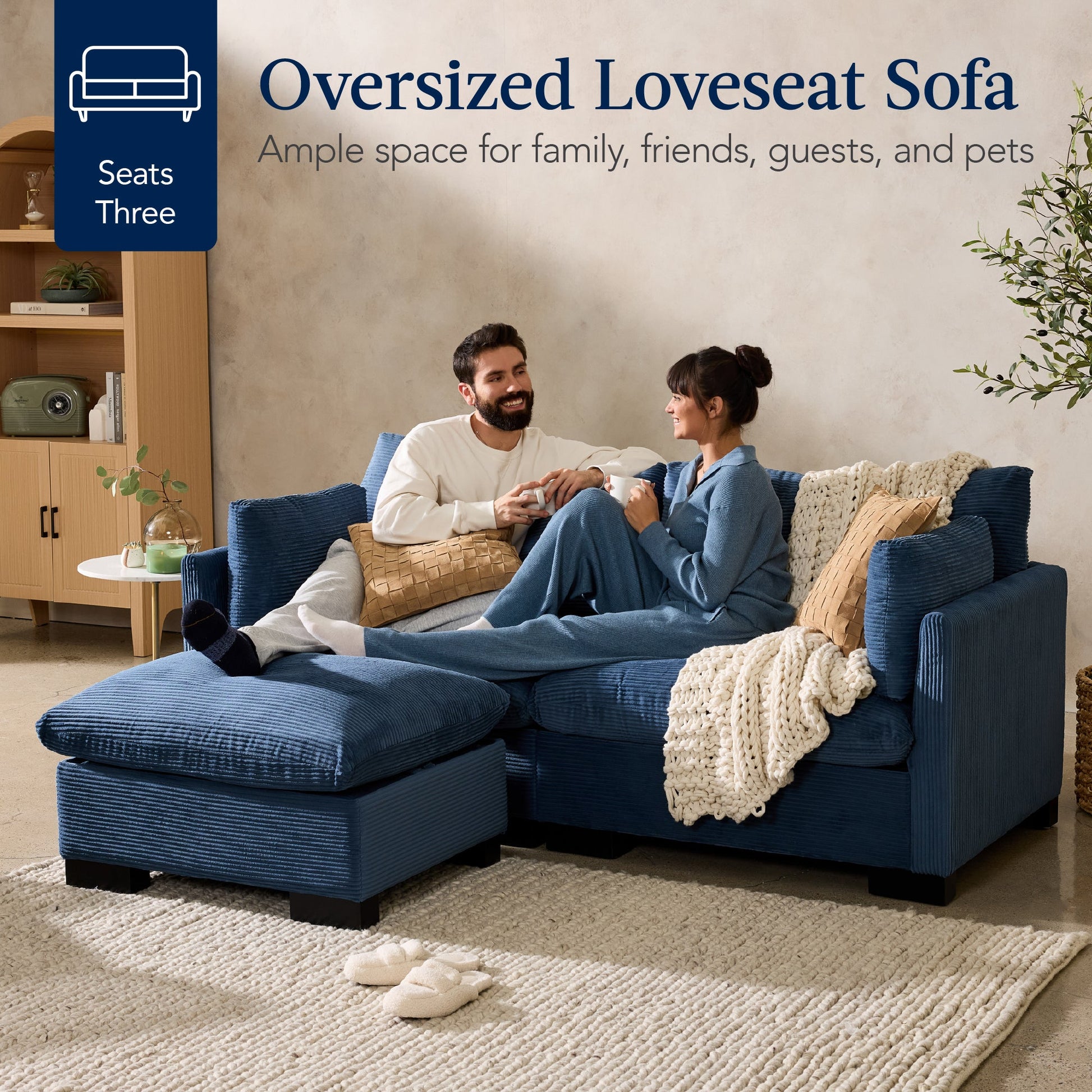 Modular Sectional Pillowtop Sofa w/ Ottoman & Storage  82in
