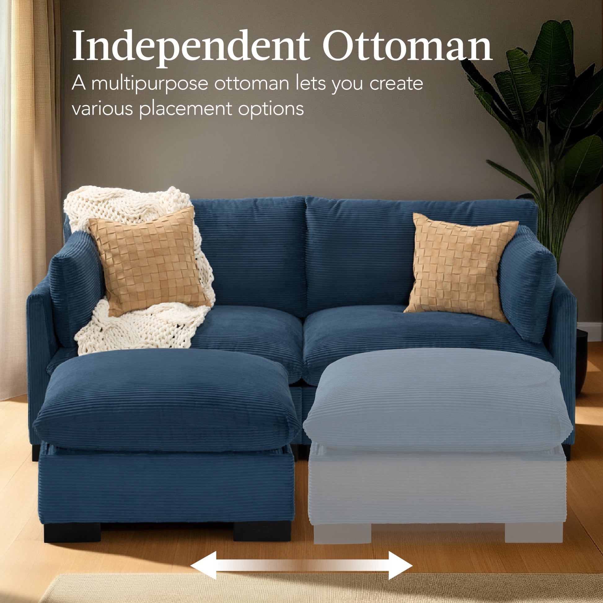 Modular Sectional Pillowtop Sofa w/ Ottoman & Storage  82in