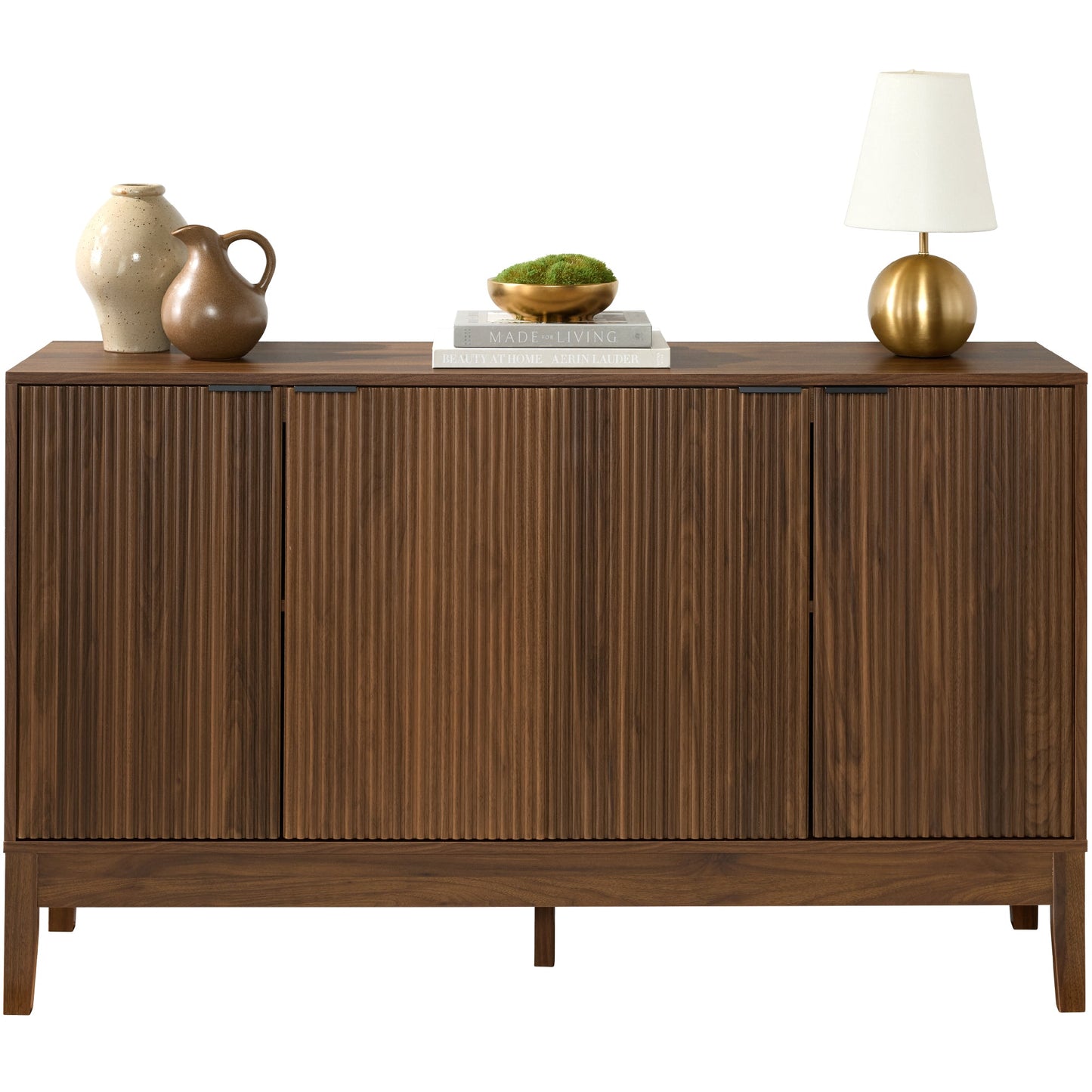 4-Door Reeded Storage Cabinet, Accent Furniture, Sideboard
